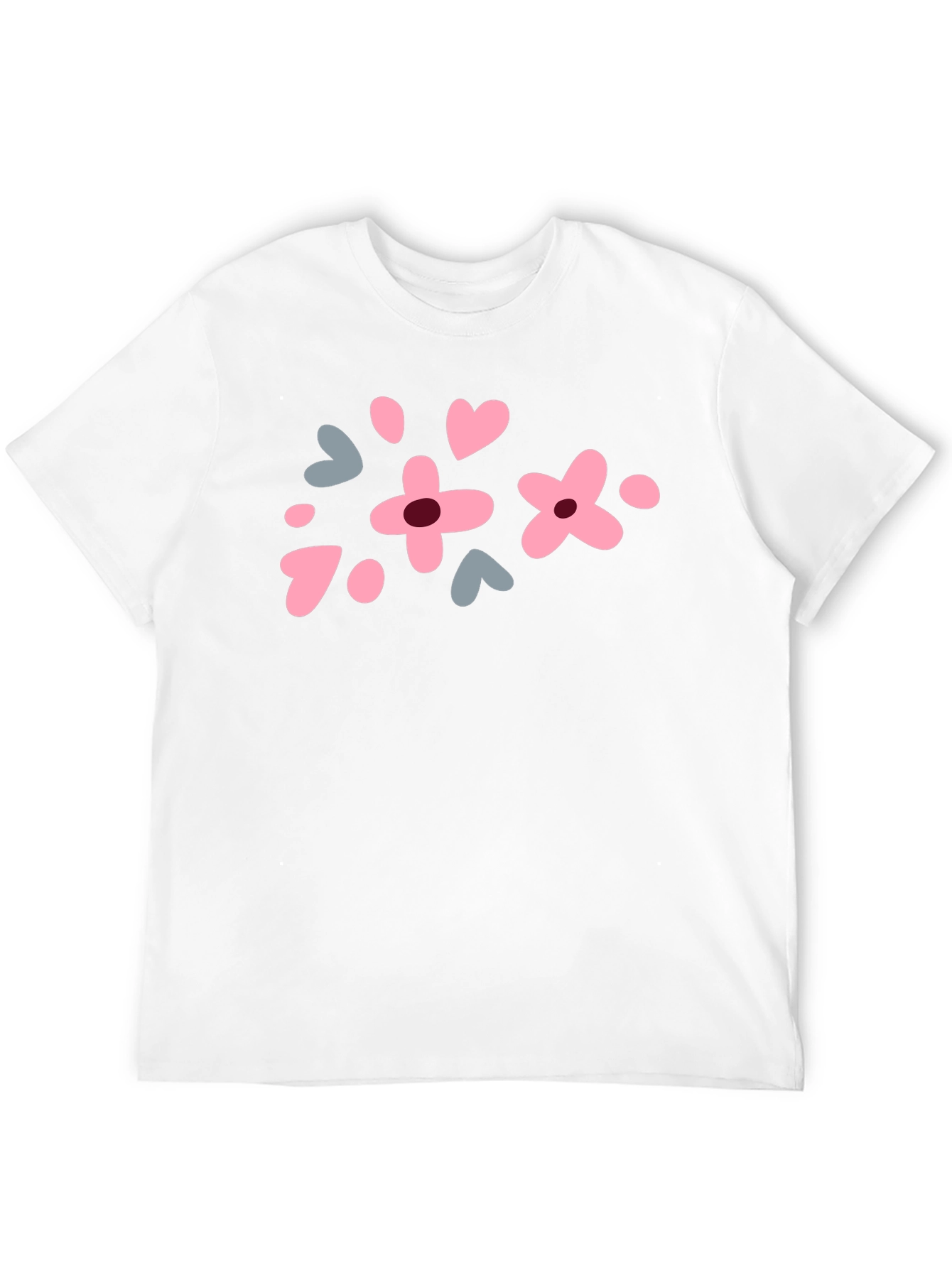 Floral Heart Print Black T-Shirt