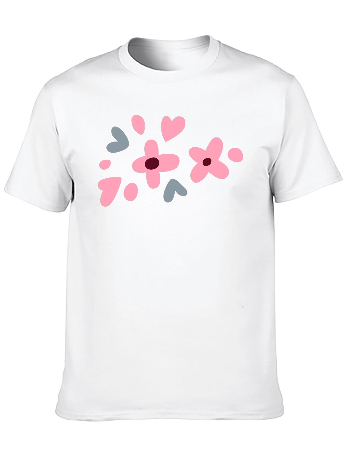 Floral Heart Print Black T-Shirt
