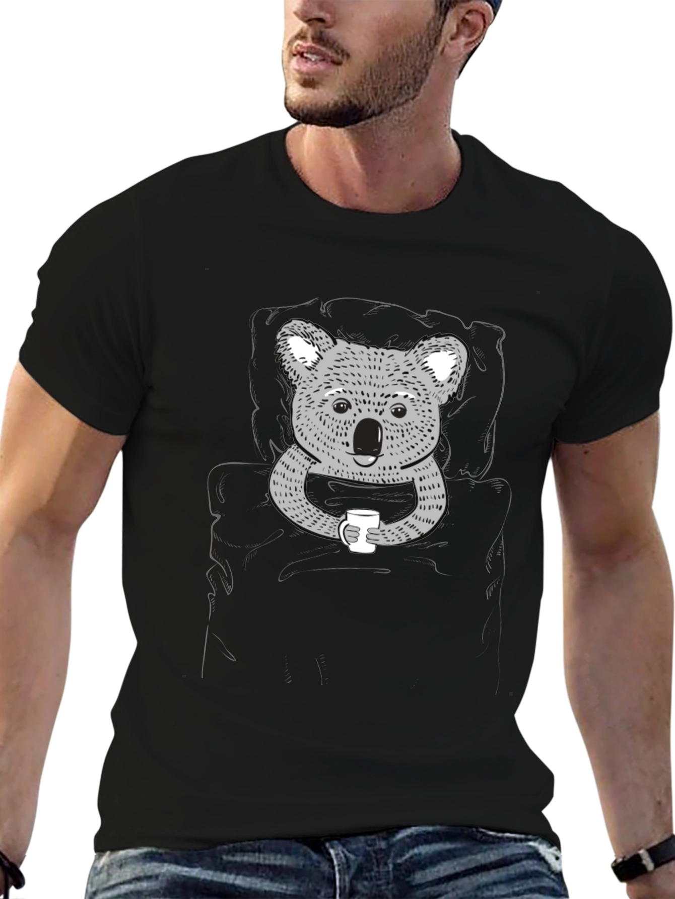 Koala Coffee Graphic Tee - Black