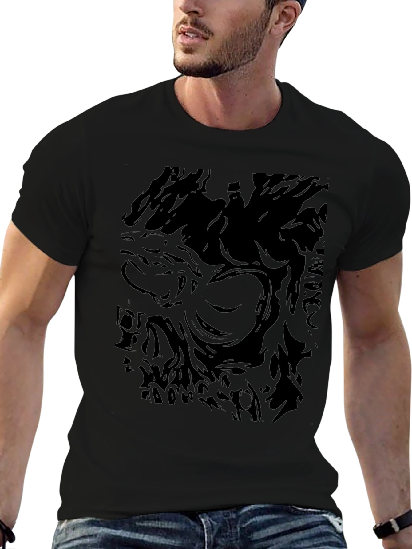 Abstract Skull Graphic Black T-Shirt