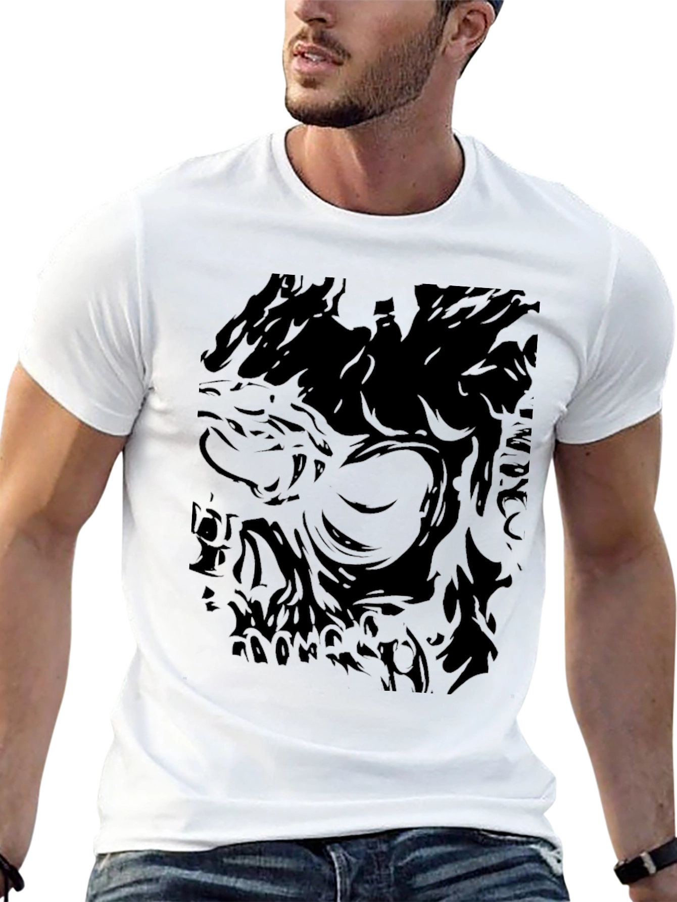Abstract Skull Graphic Black T-Shirt