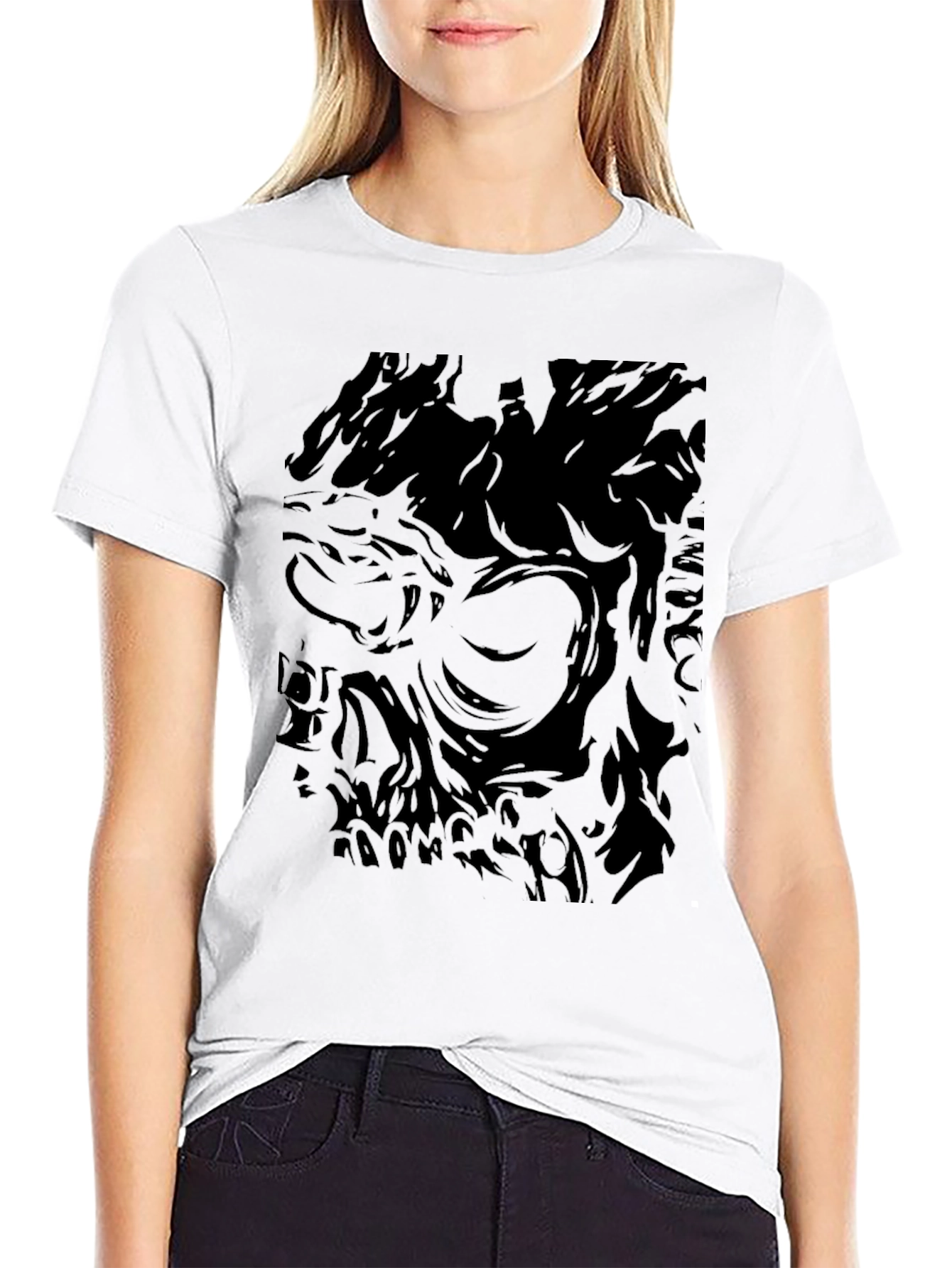 Abstract Skull Graphic Black T-Shirt