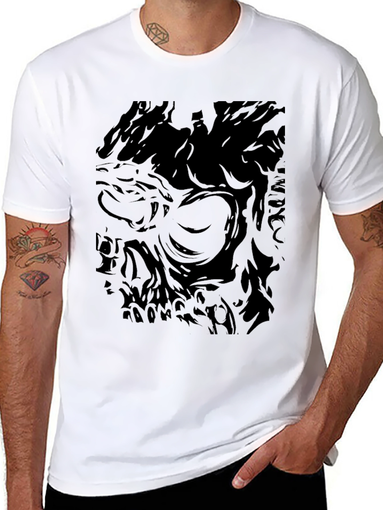 Abstract Skull Graphic Black T-Shirt