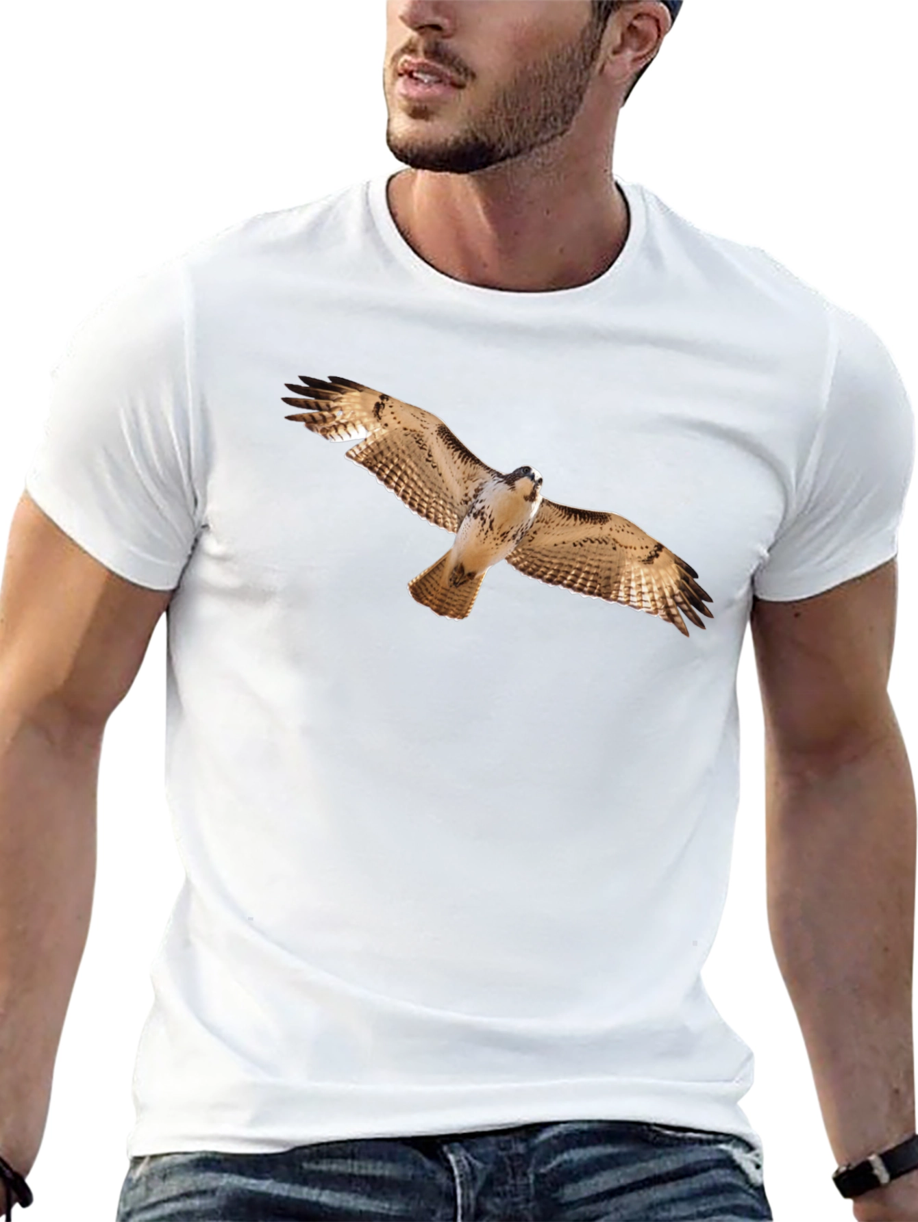 Hawk Print Black T-Shirt - Mens Wildlife Tee