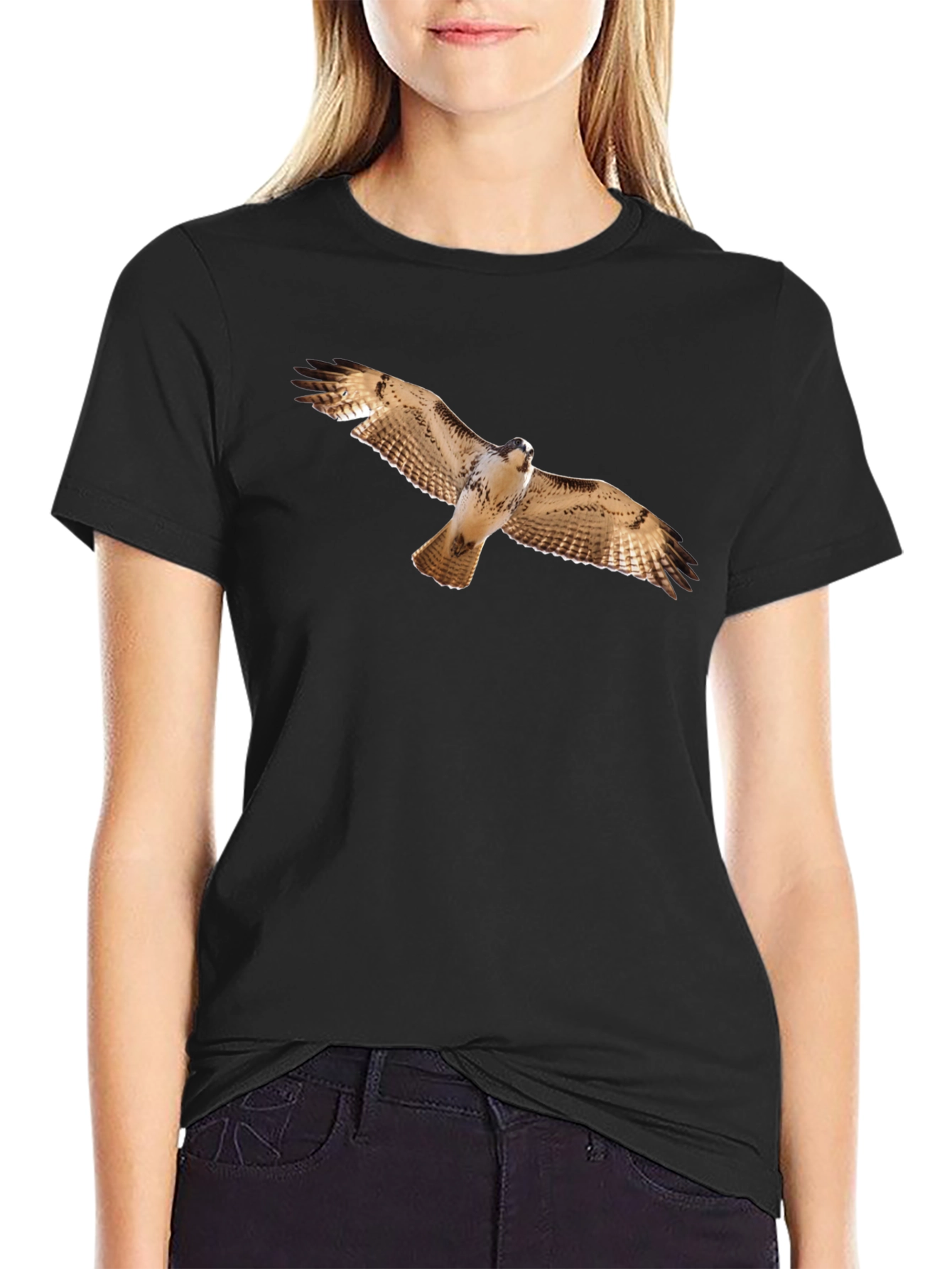 Hawk Print Black T-Shirt - Mens Wildlife Tee