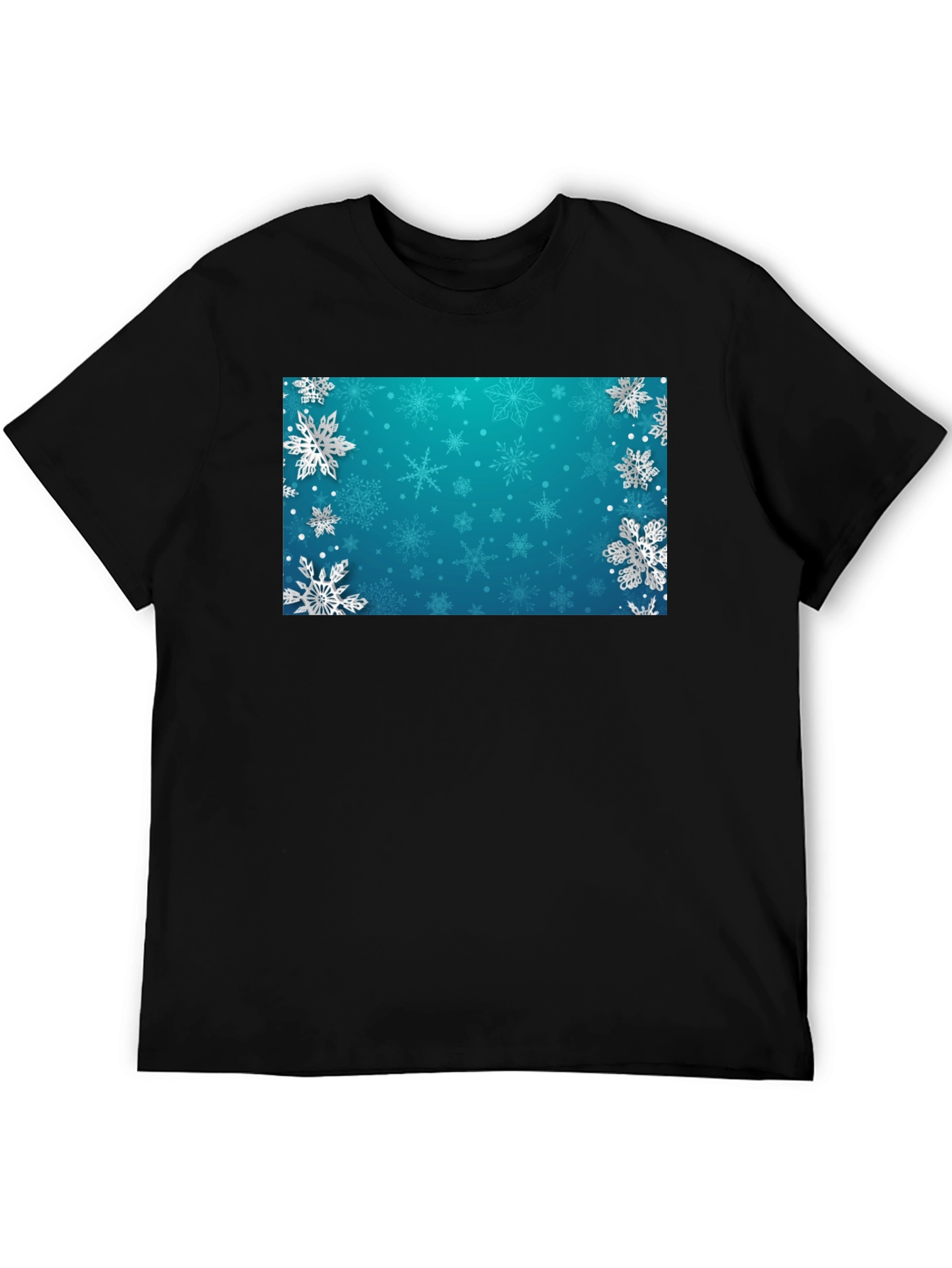 Winter Snowflake Graphic Tee - Black Cotton Blend