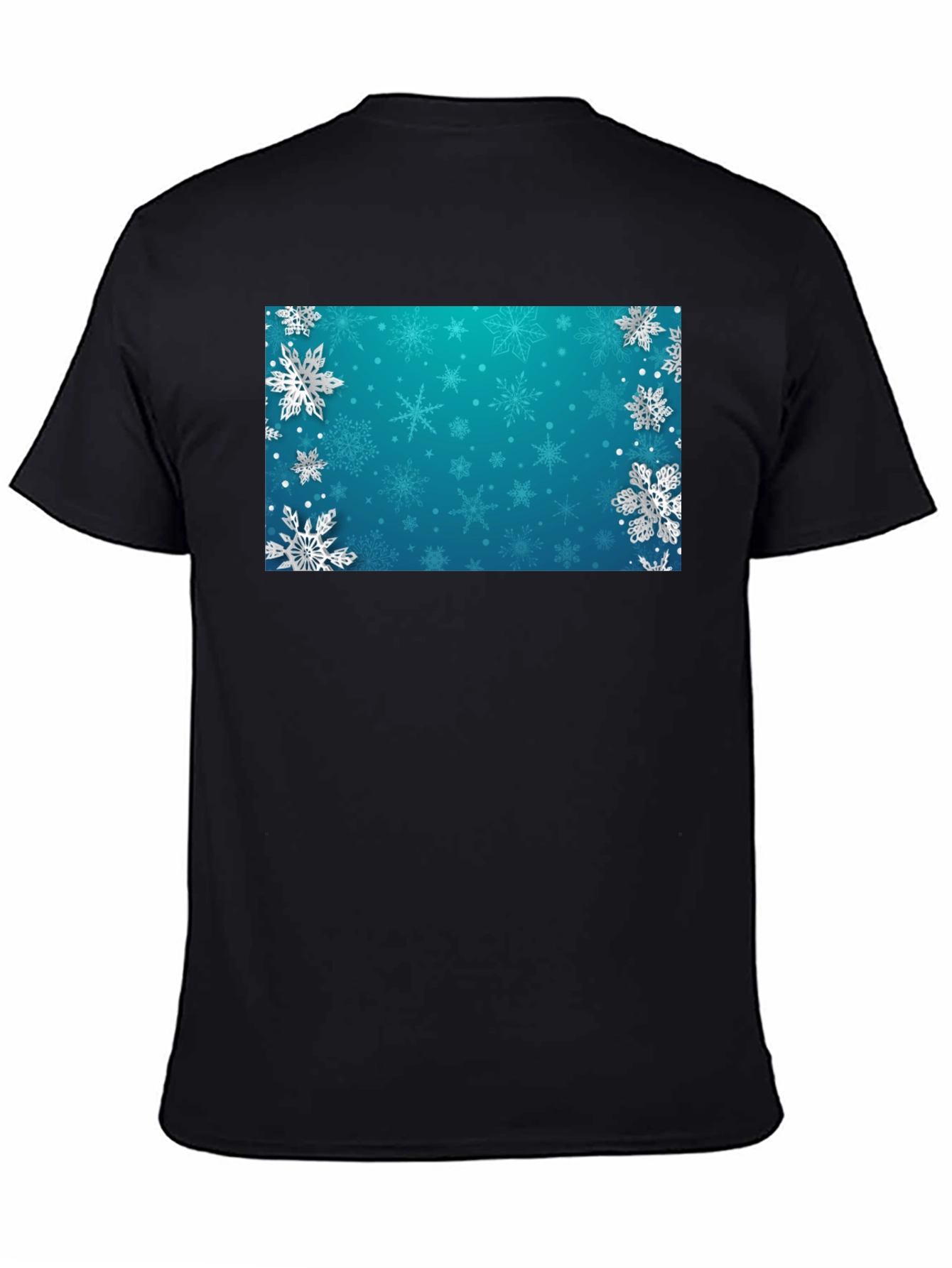 Winter Snowflake Graphic Tee - Black Cotton Blend