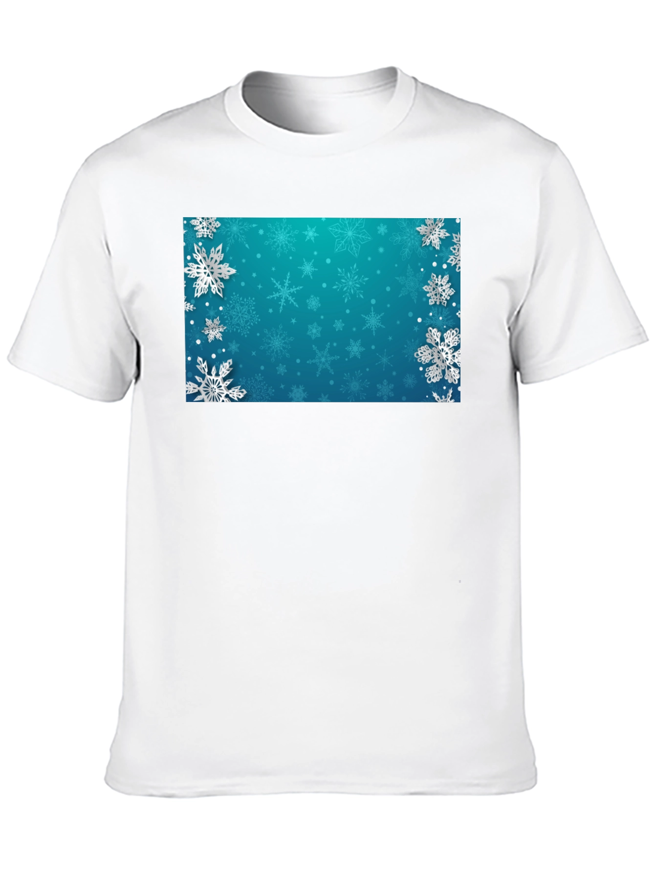 Winter Snowflake Graphic Tee - Black Cotton Blend