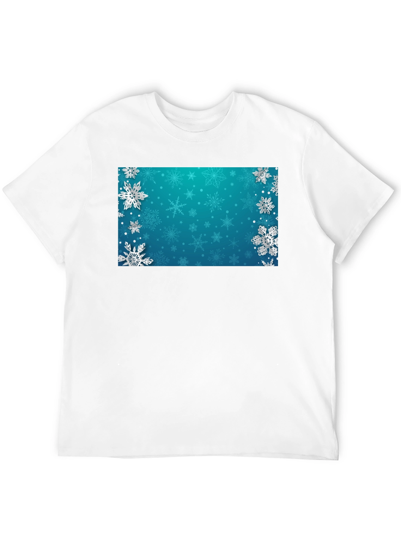 Winter Snowflake Graphic Tee - Black Cotton Blend