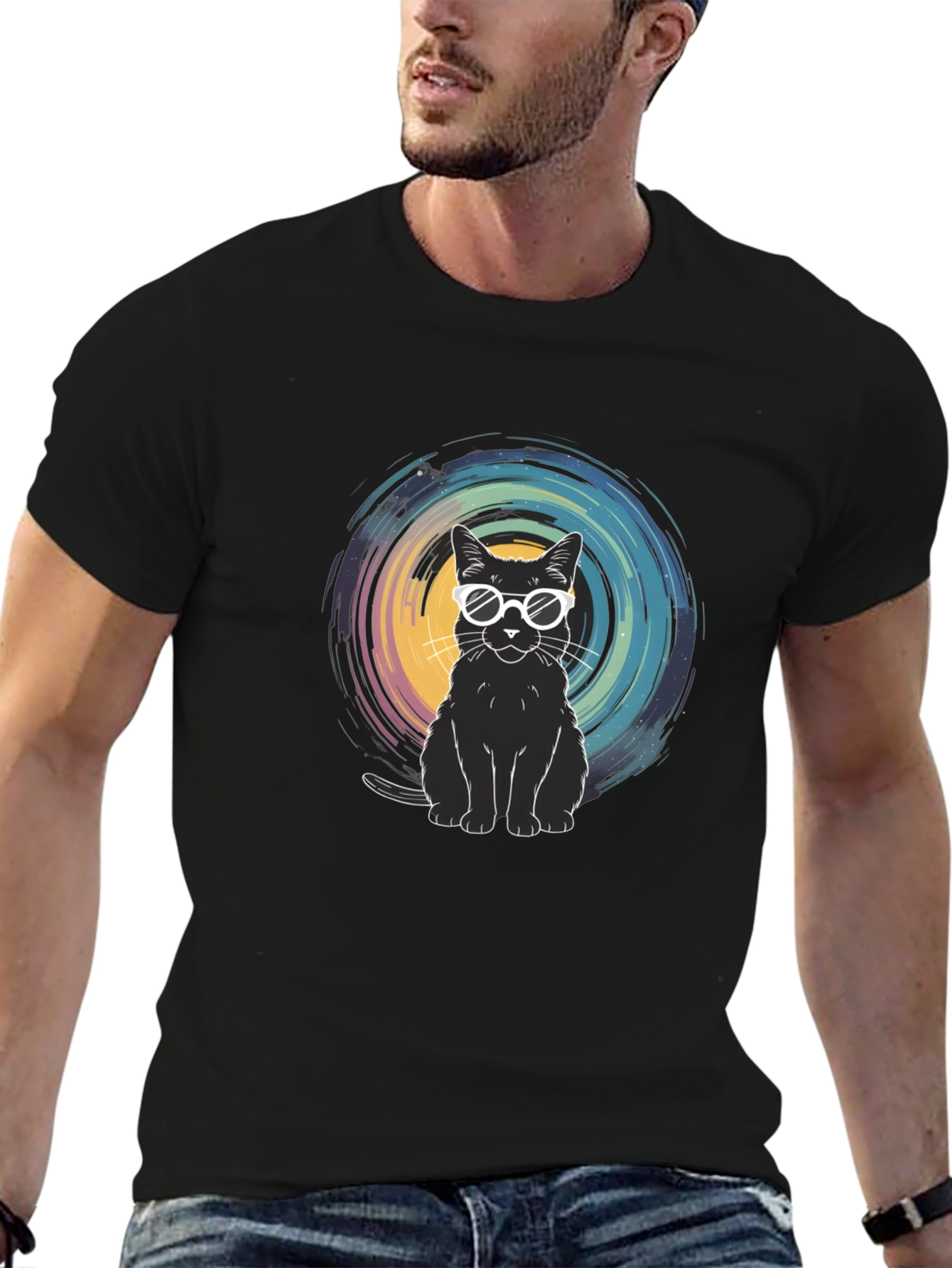 Cool Cat Graphic Tee - Unisex Black T-Shirt