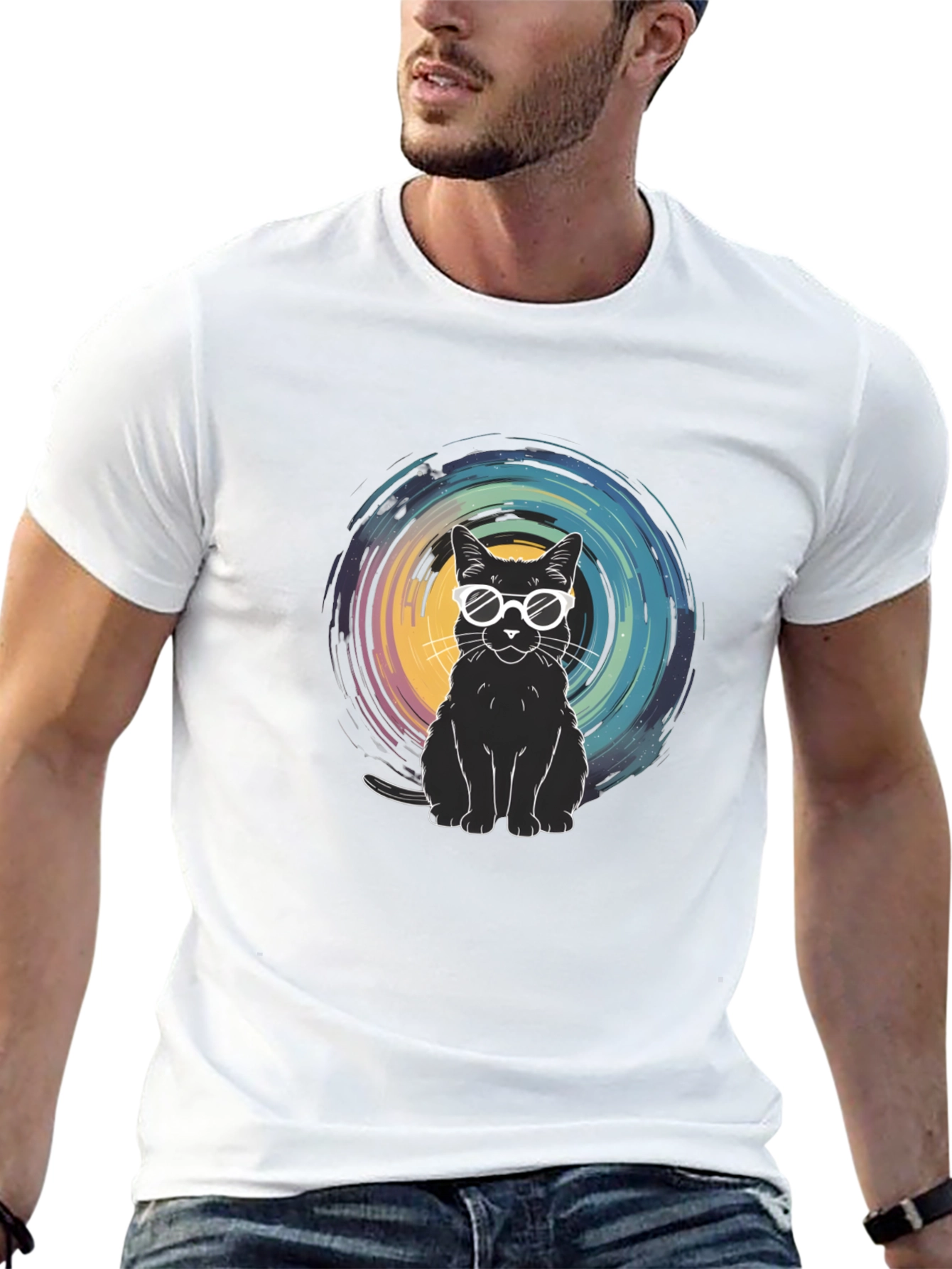 Cool Cat Graphic Tee - Unisex Black T-Shirt