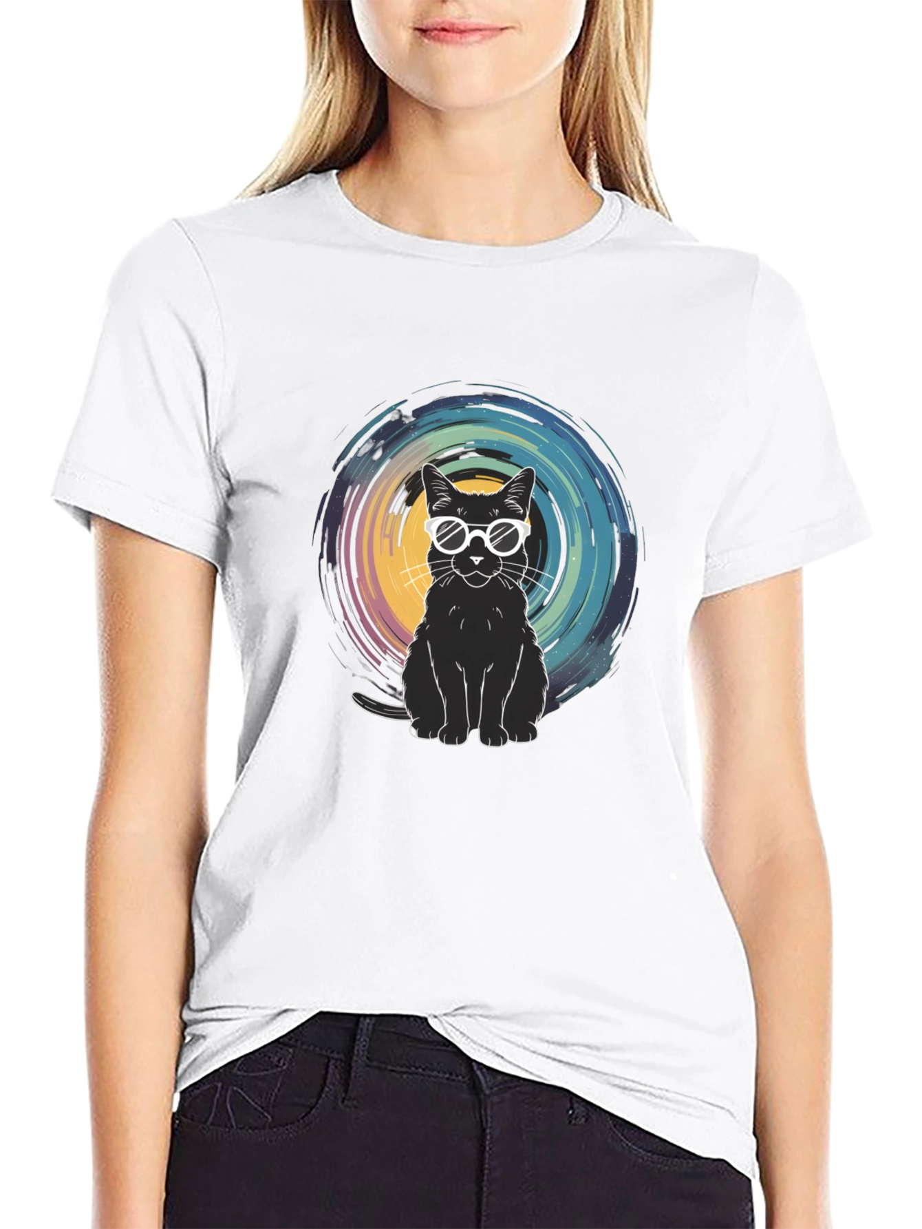 Cool Cat Graphic Tee - Unisex Black T-Shirt