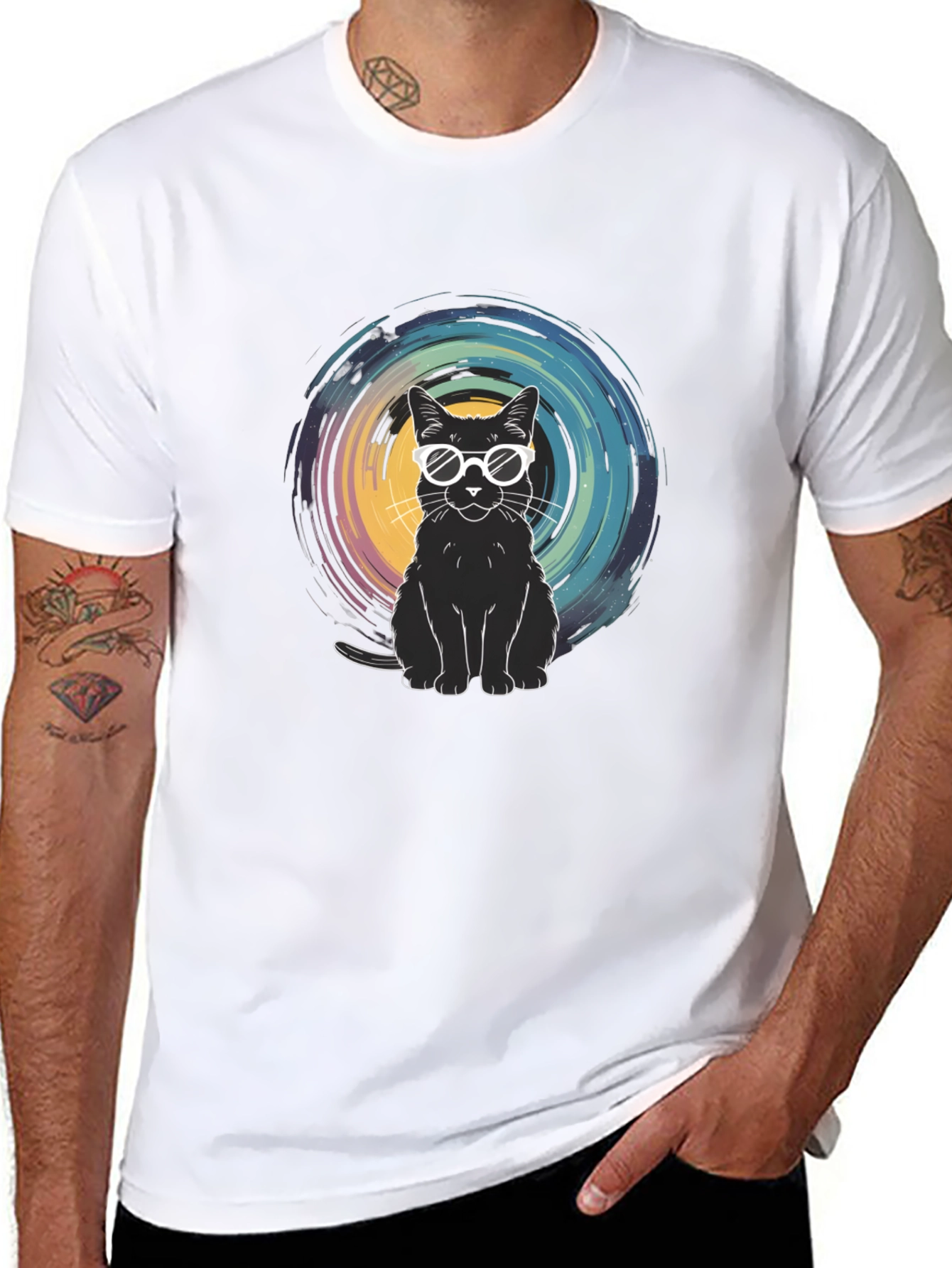 Cool Cat Graphic Tee - Unisex Black T-Shirt