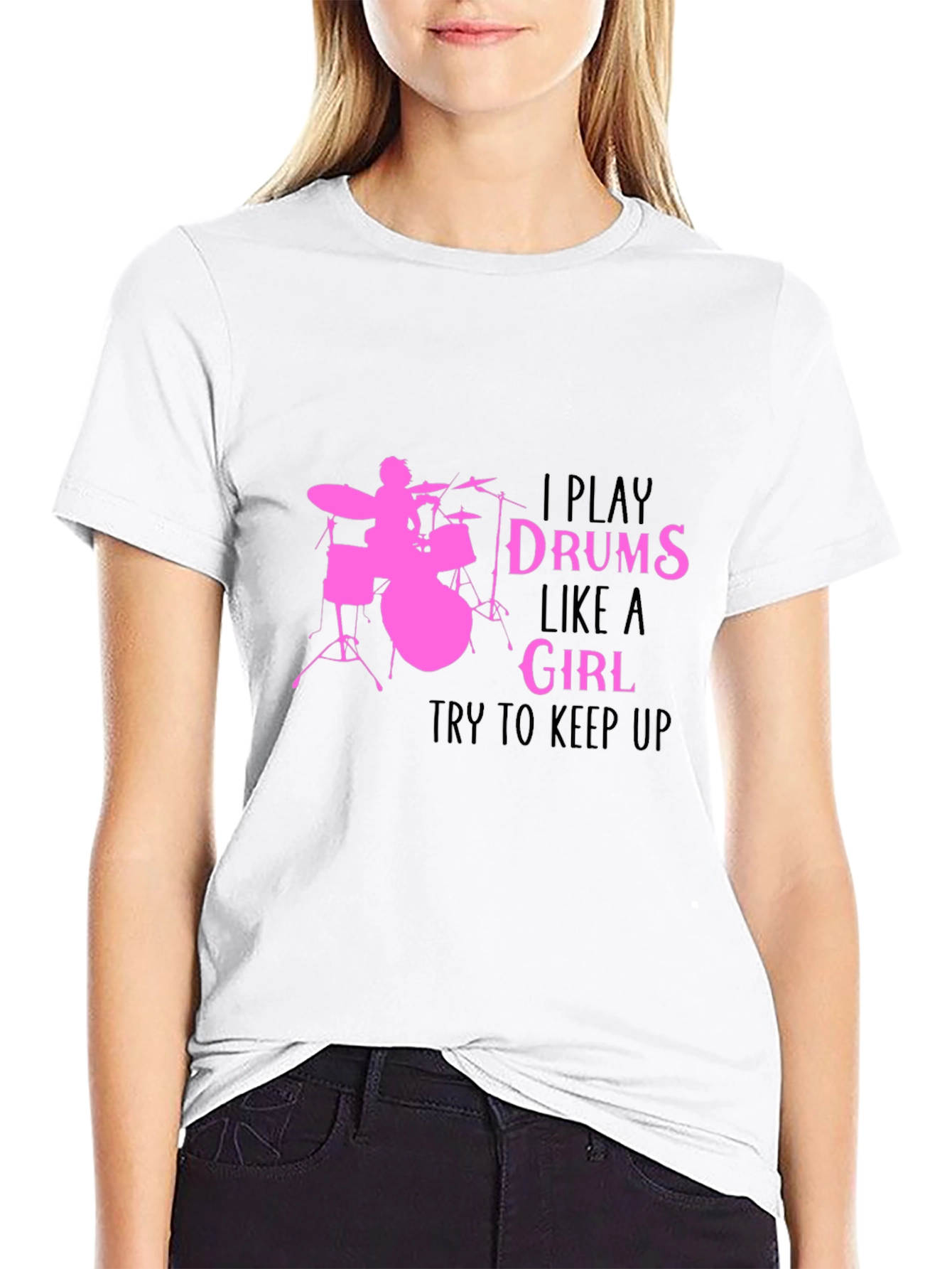 I Play Drums Like A Girl Black T-Shirt