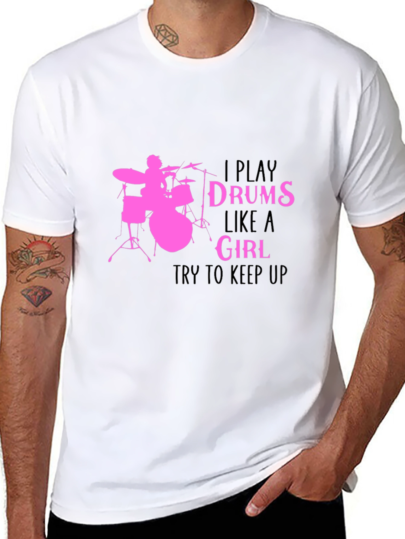 I Play Drums Like A Girl Black T-Shirt