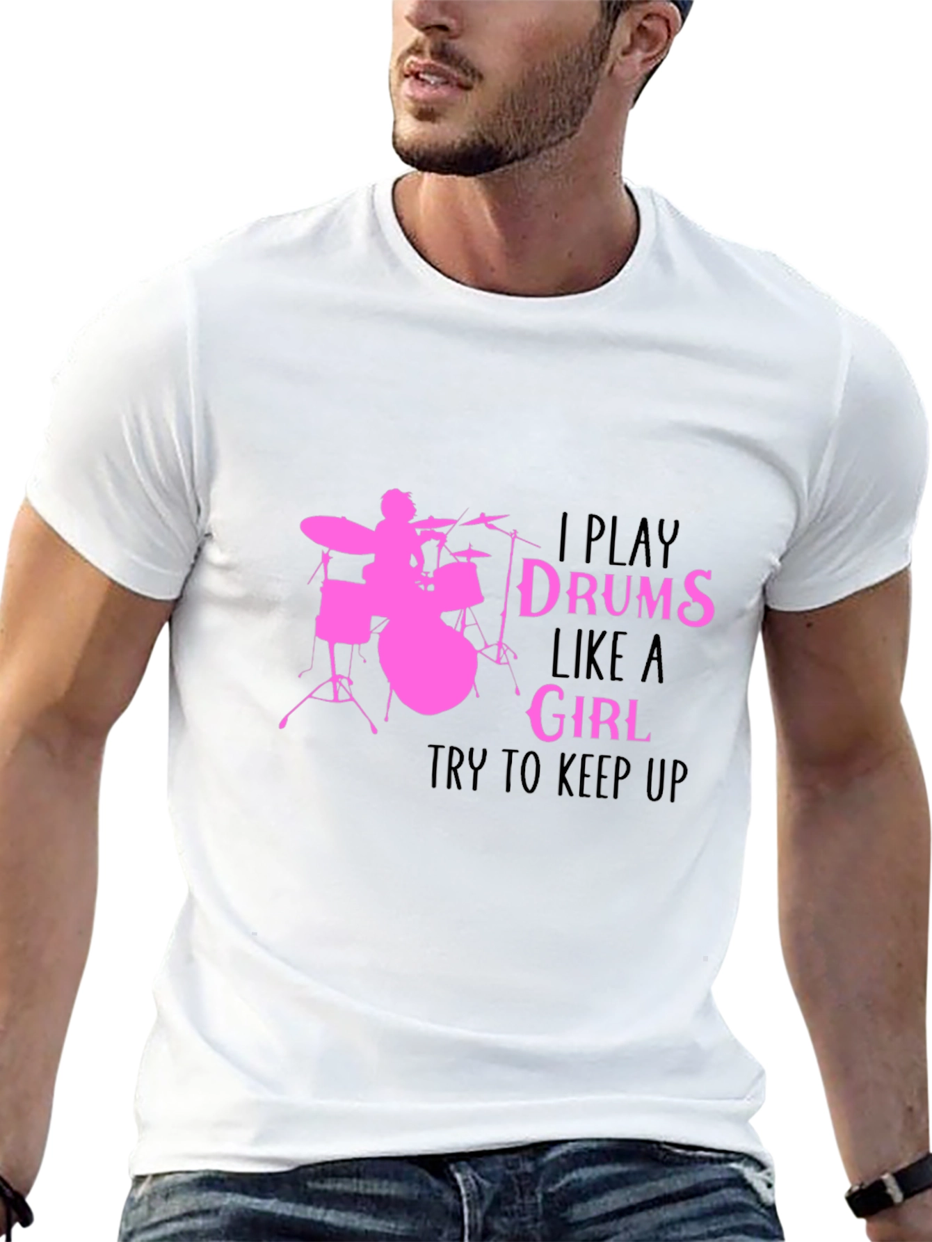 I Play Drums Like A Girl Black T-Shirt