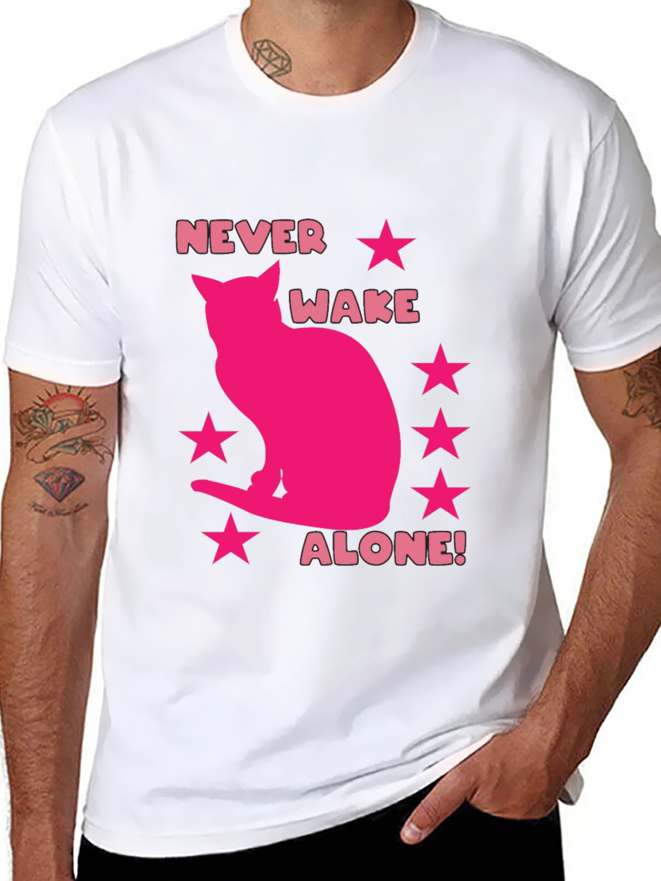 Never Wake Alone T-Shirt - Cat Lover Tee