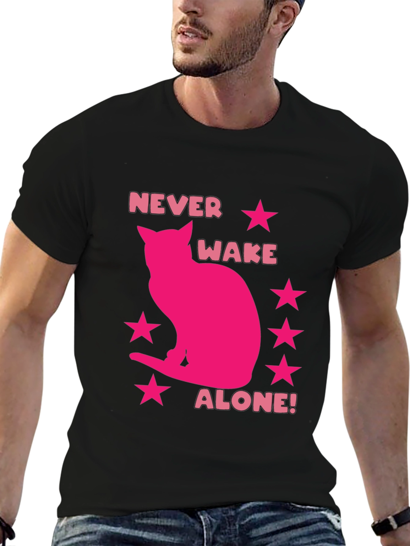 Never Wake Alone T-Shirt - Cat Lover Tee