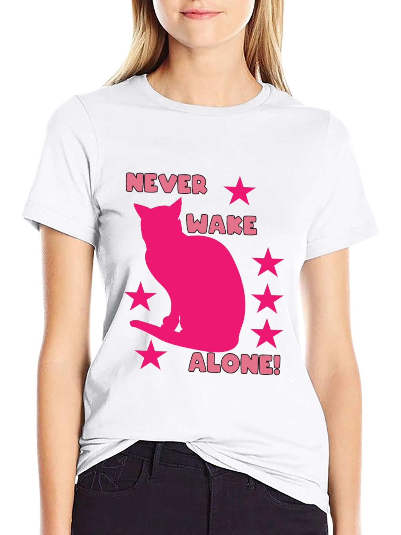 Never Wake Alone T-Shirt - Cat Lover Tee