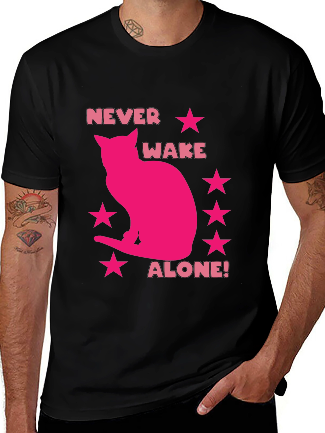 Never Wake Alone T-Shirt - Cat Lover Tee