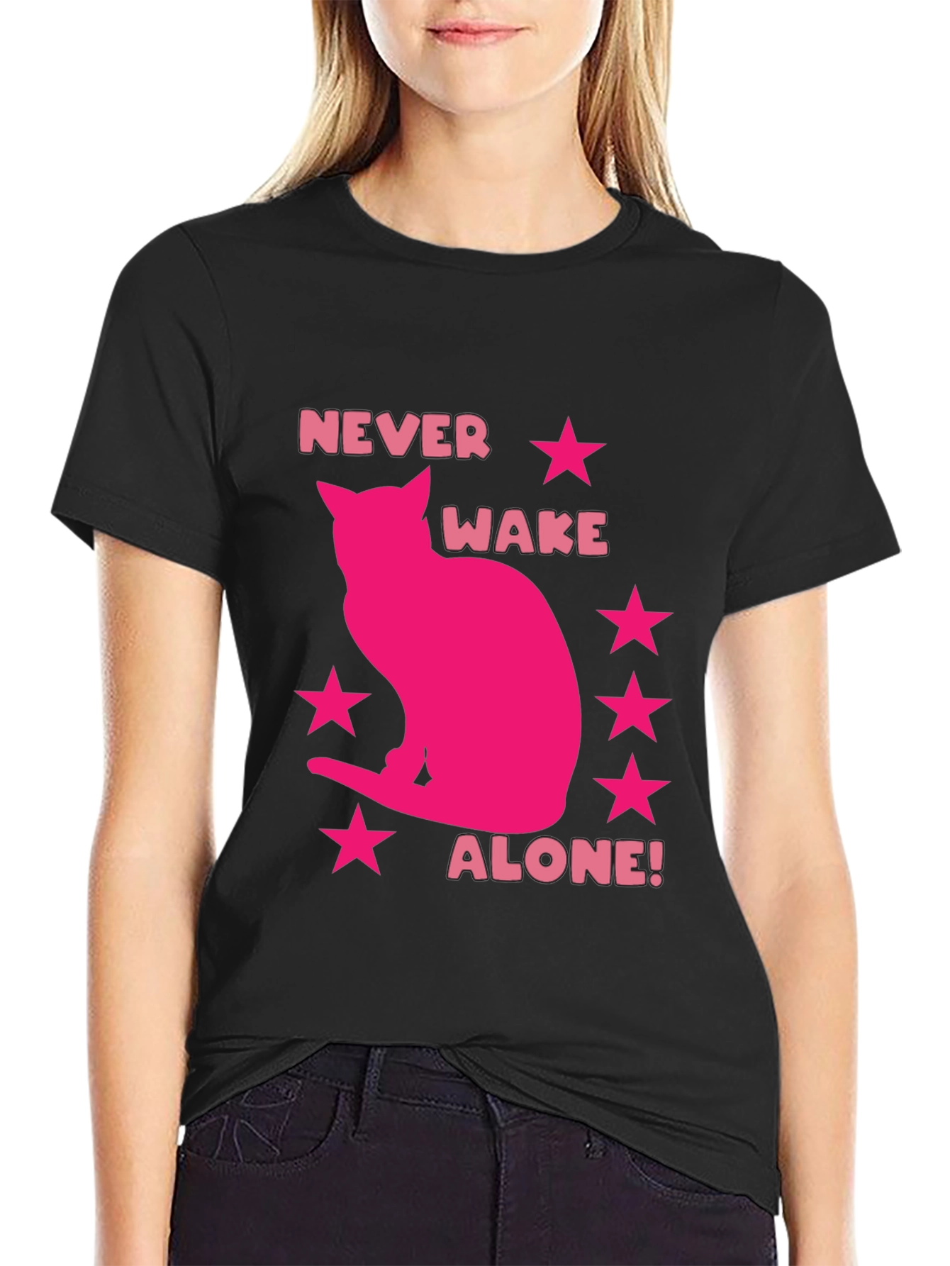 Never Wake Alone T-Shirt - Cat Lover Tee