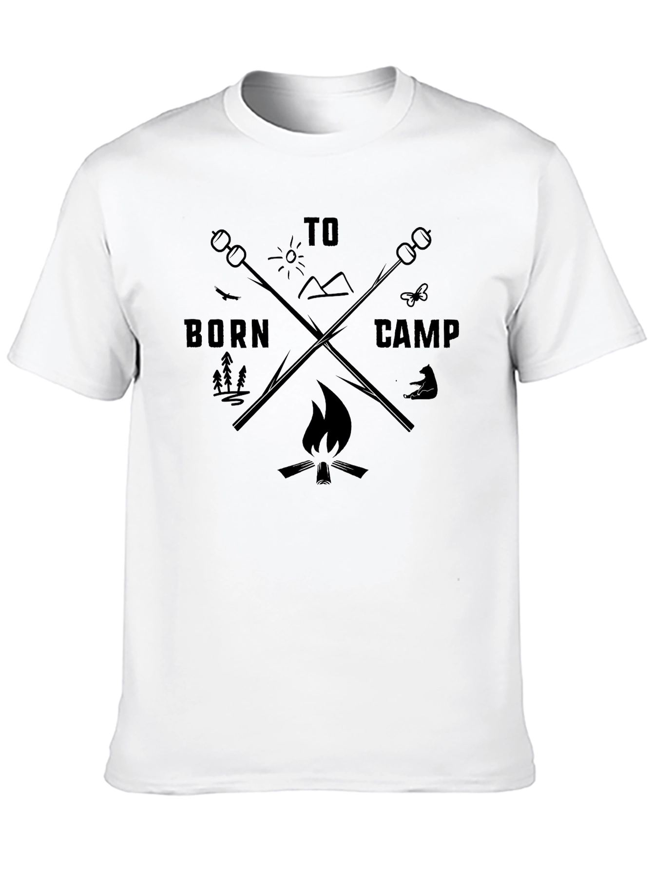 Born to Camp Black Graphic T-Shirt