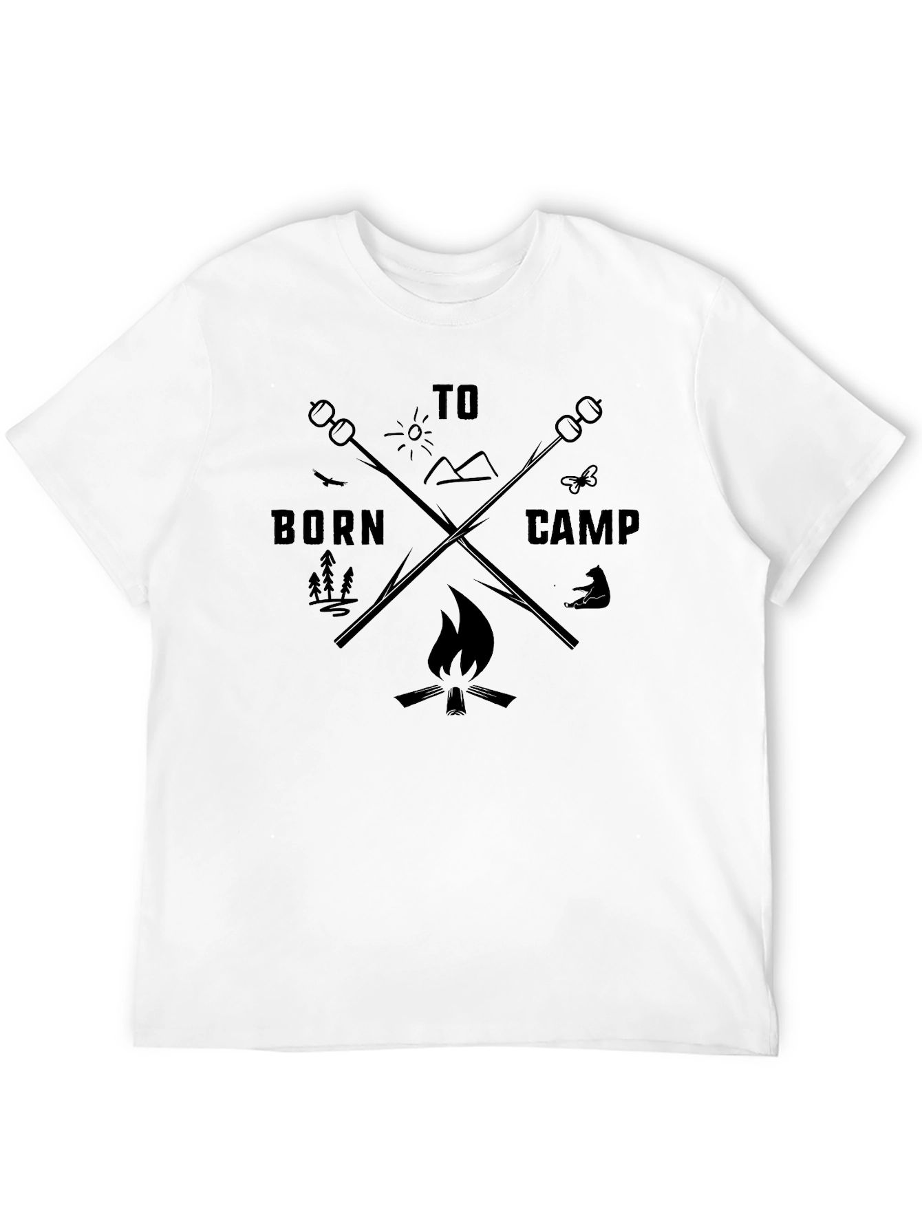 Born to Camp Black Graphic T-Shirt