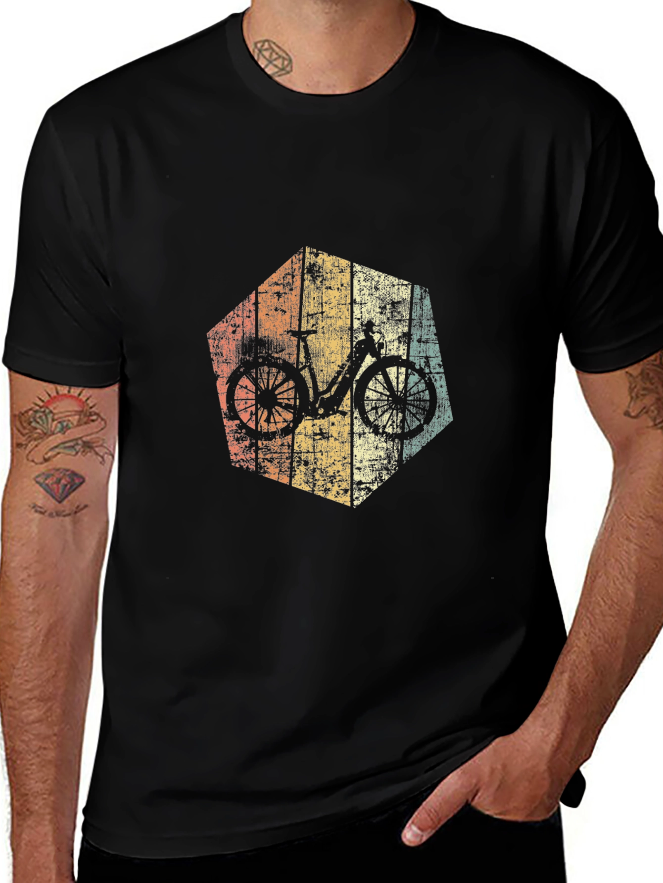 Retro Bicycle Graphic T-Shirt - Black