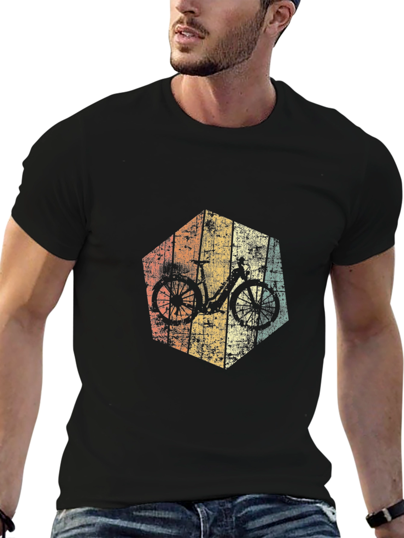 Retro Bicycle Graphic T-Shirt - Black