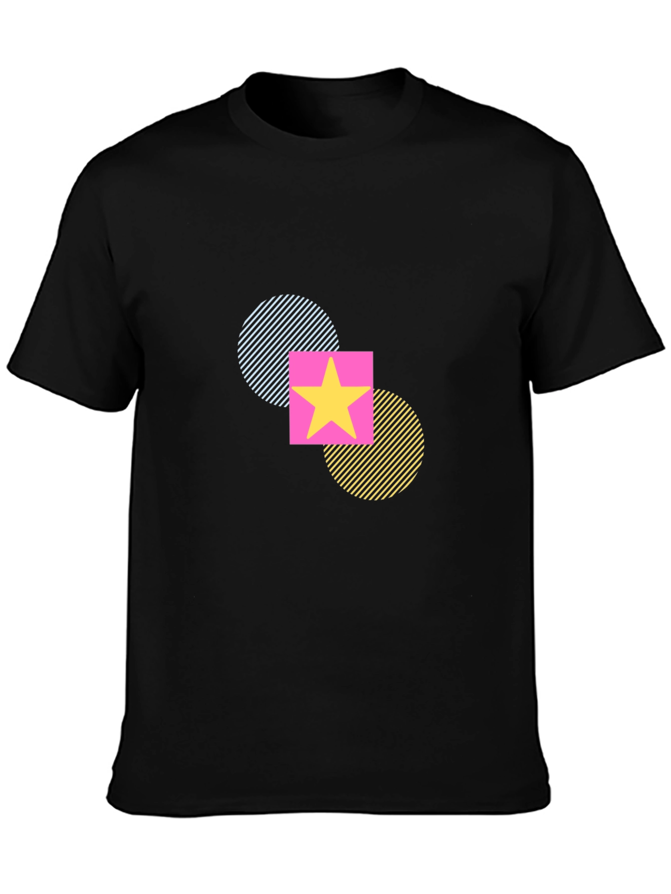 Funky Geometric Star T-Shirt - Black Casual Tee