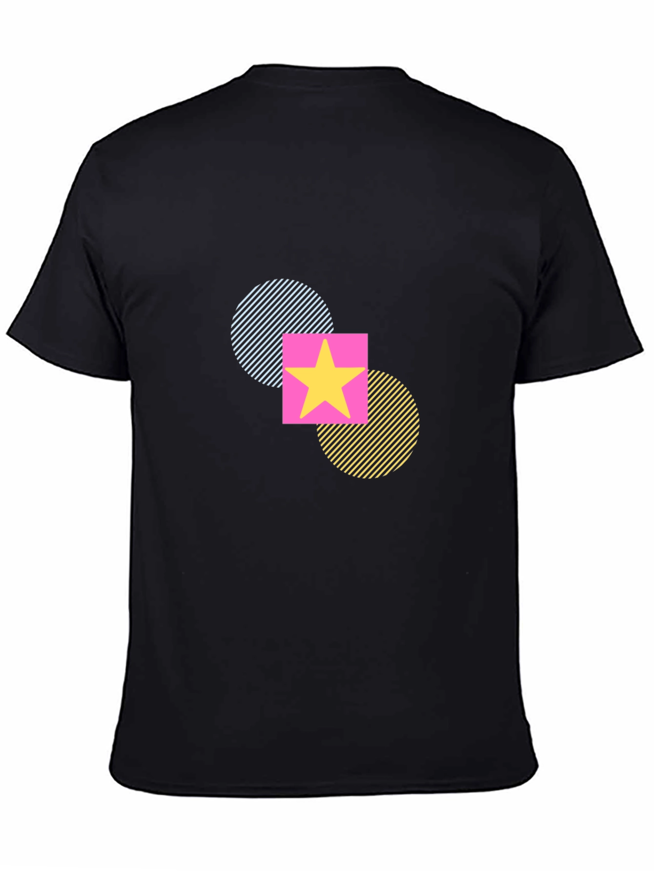 Funky Geometric Star T-Shirt - Black Casual Tee