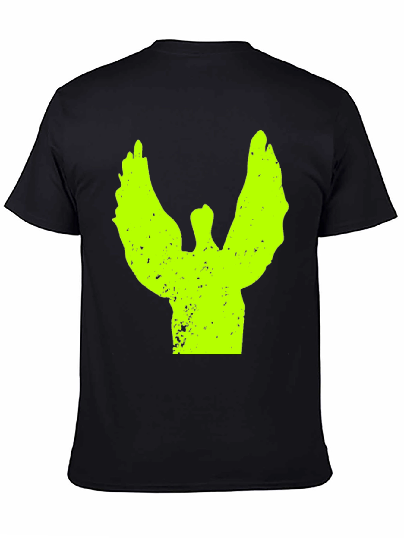 Neon Angel Graphic Print Black T-Shirt