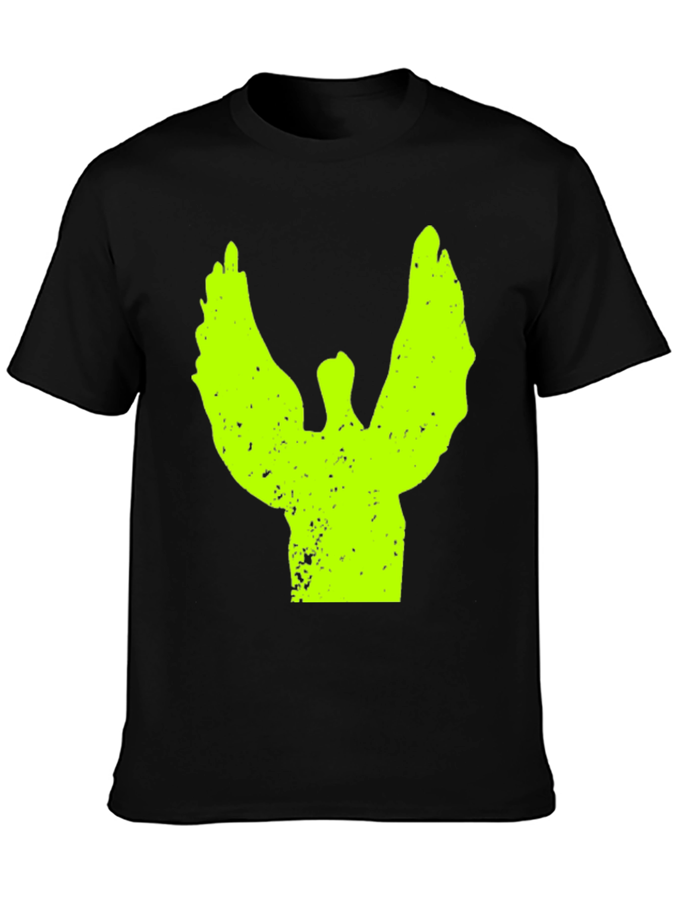 Neon Angel Graphic Print Black T-Shirt