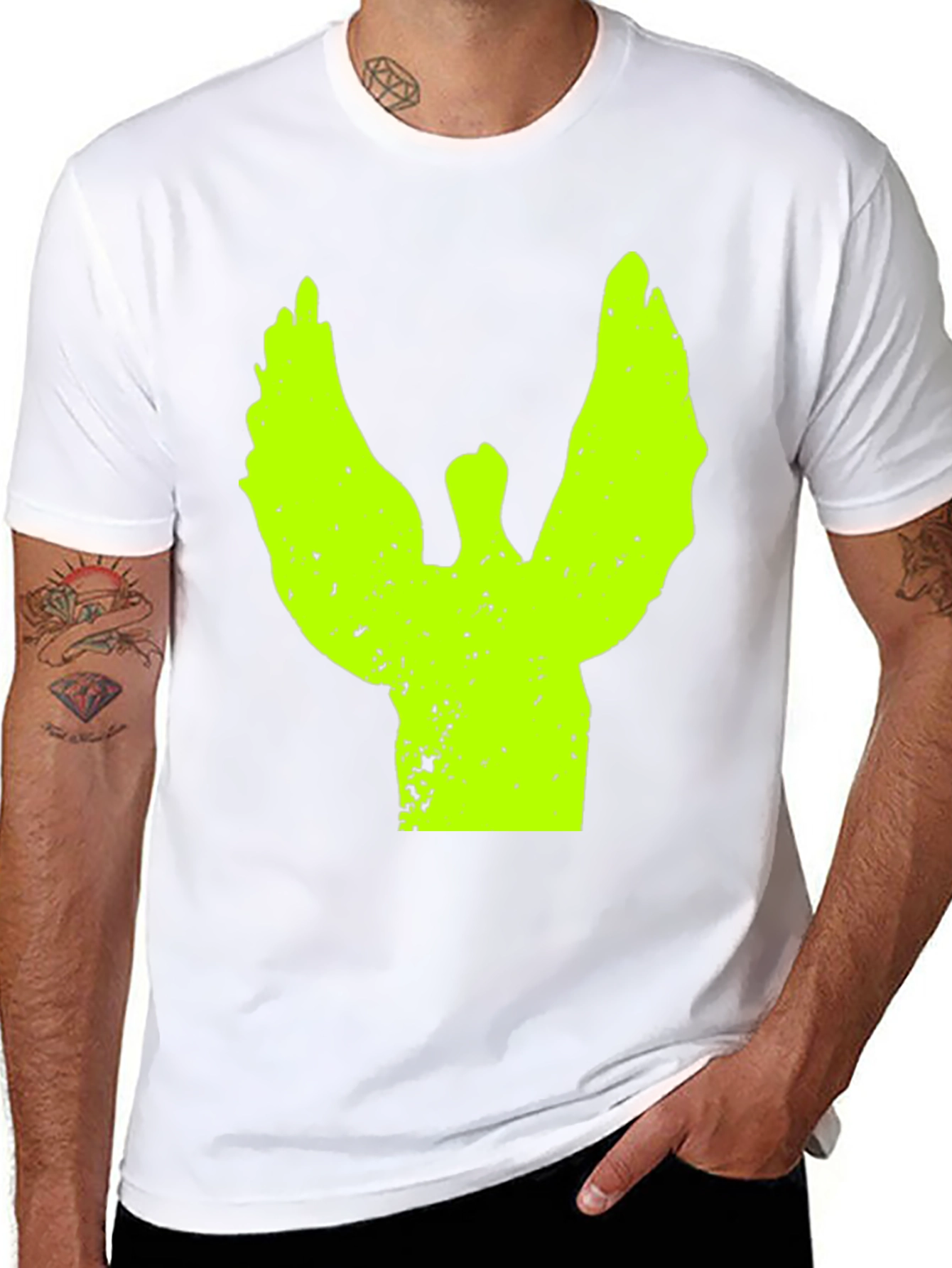 Neon Angel Graphic Print Black T-Shirt