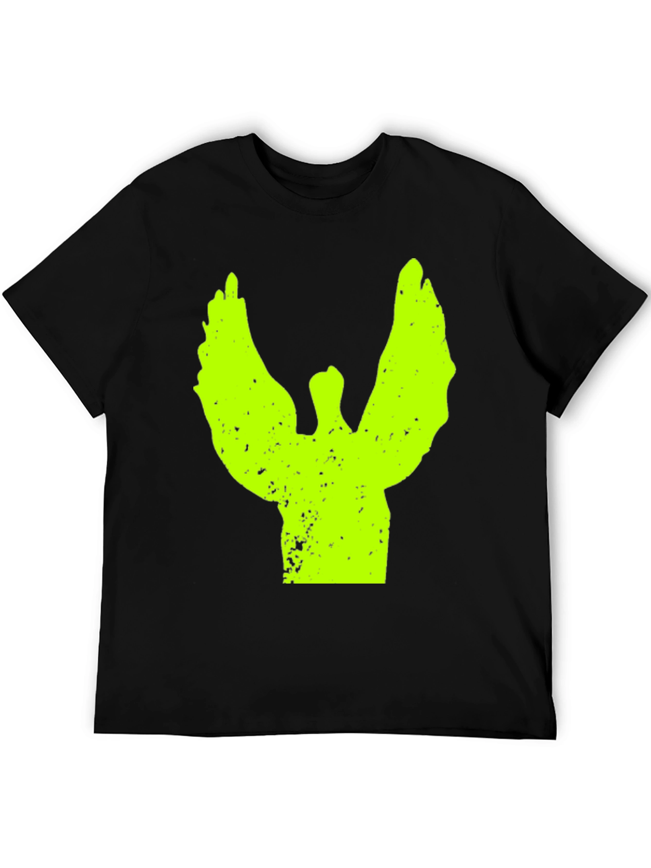 Neon Angel Graphic Print Black T-Shirt