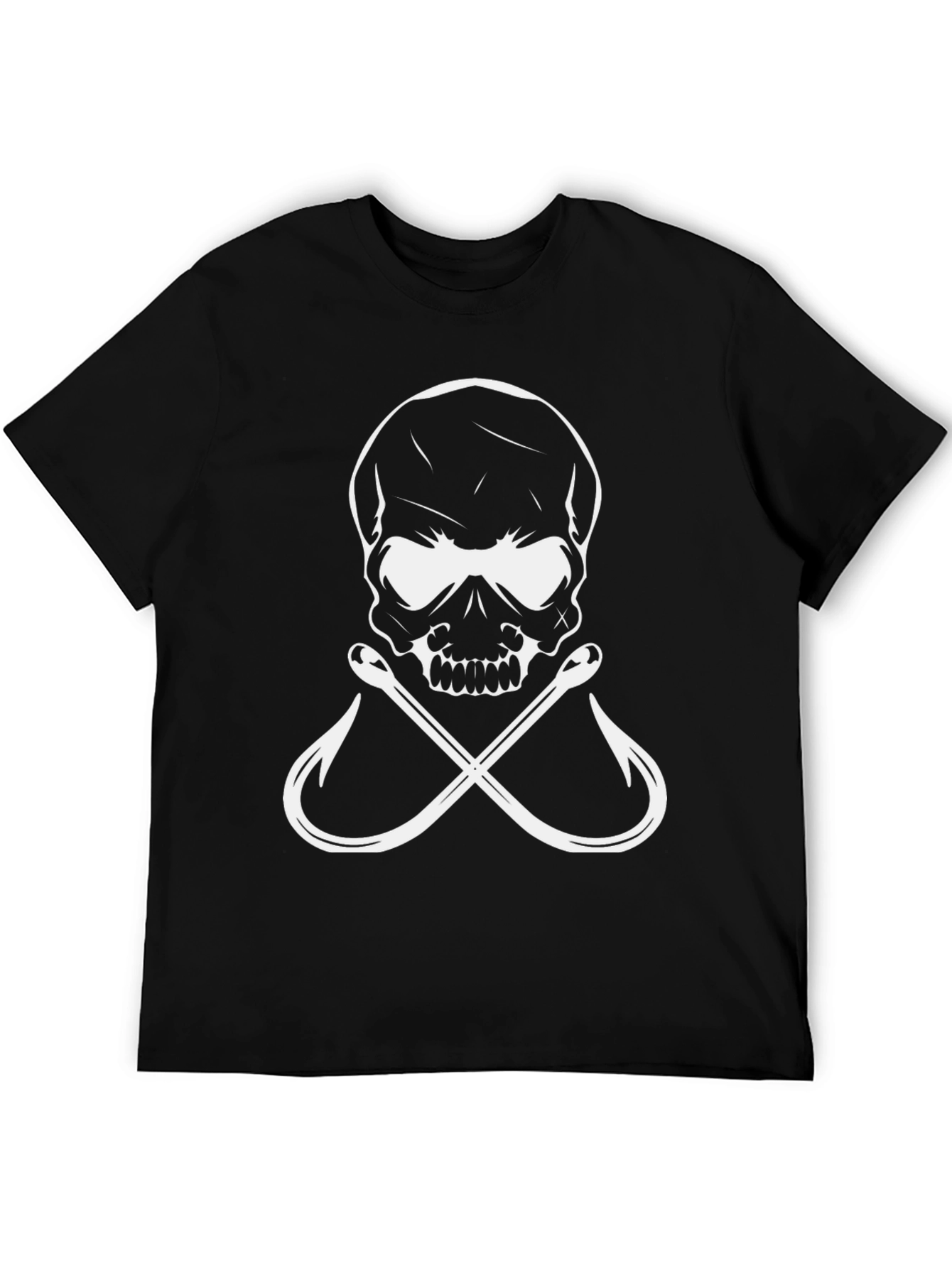 Skull & Hooks Graphic Tee - Black Cotton T-Shirt
