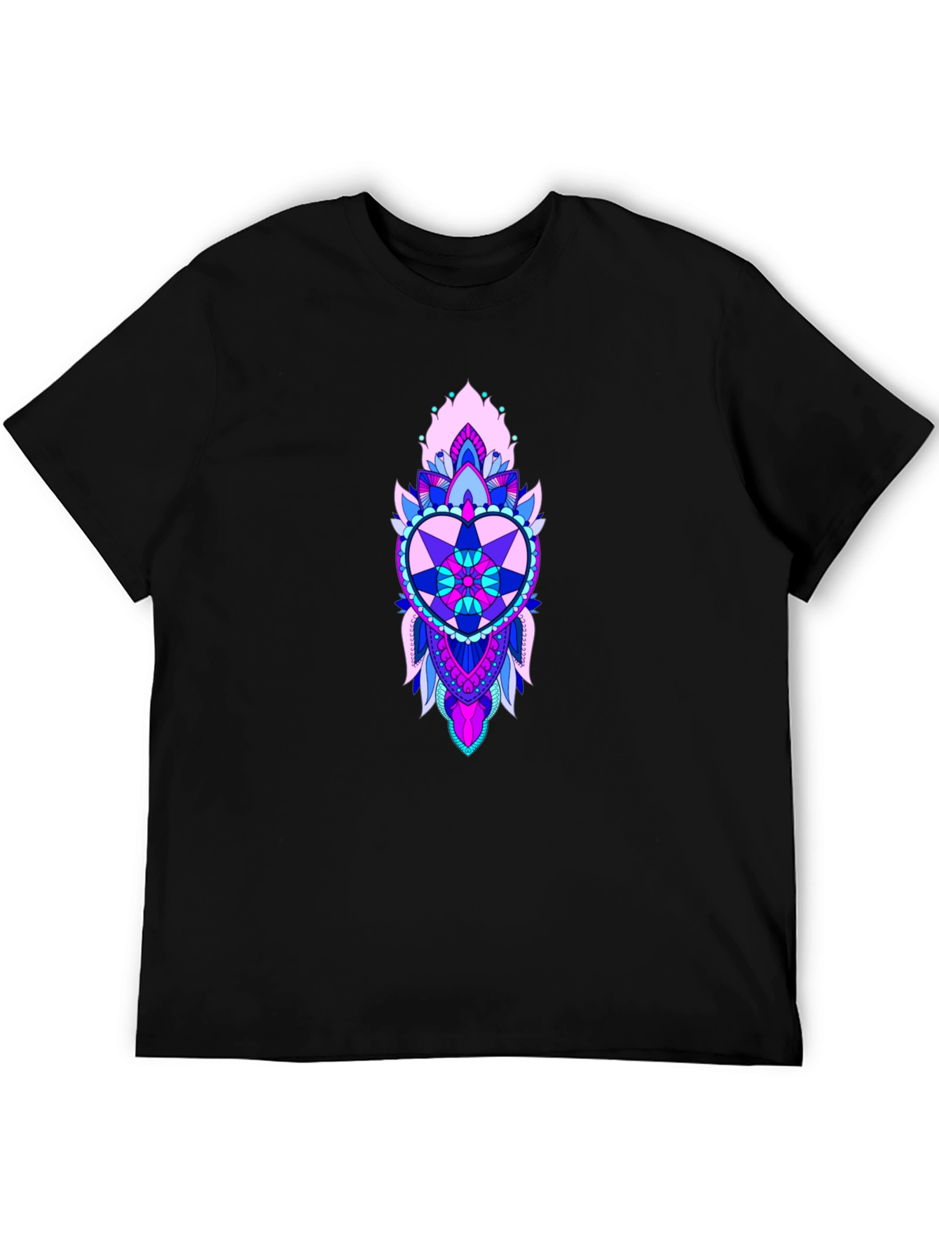 Heart Mandala Graphic Print Black Tee
