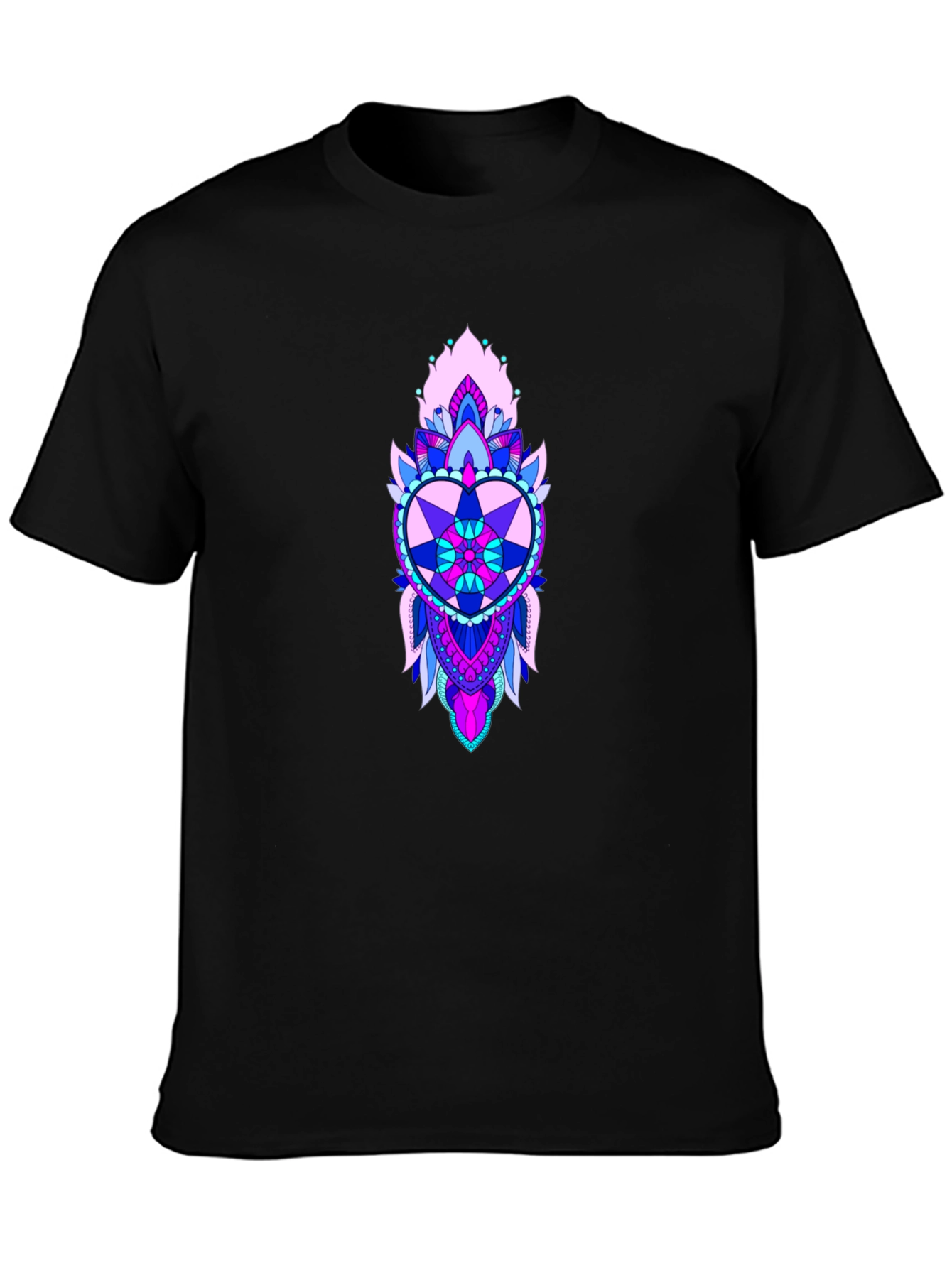 Heart Mandala Graphic Print Black Tee