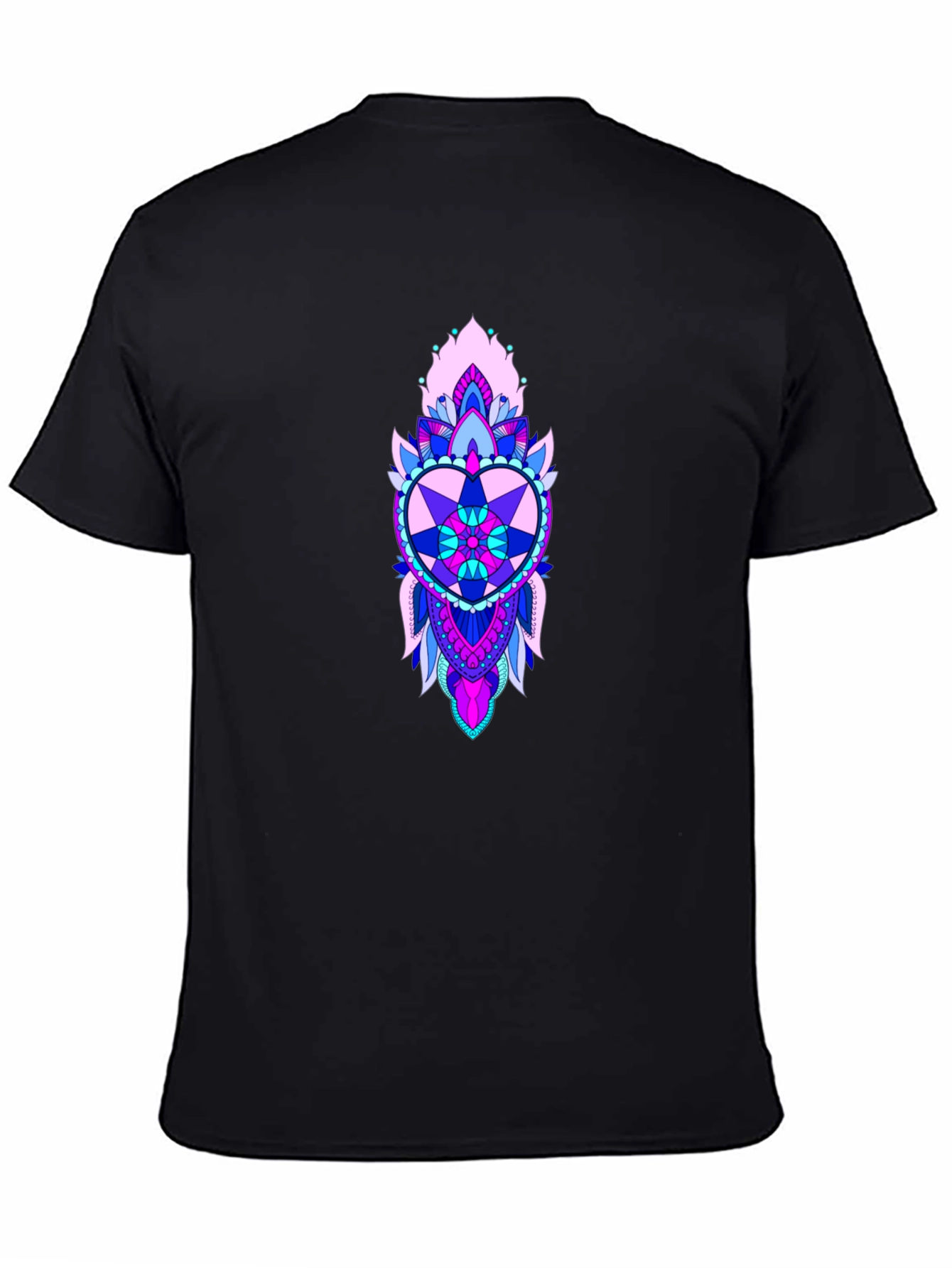 Heart Mandala Graphic Print Black Tee
