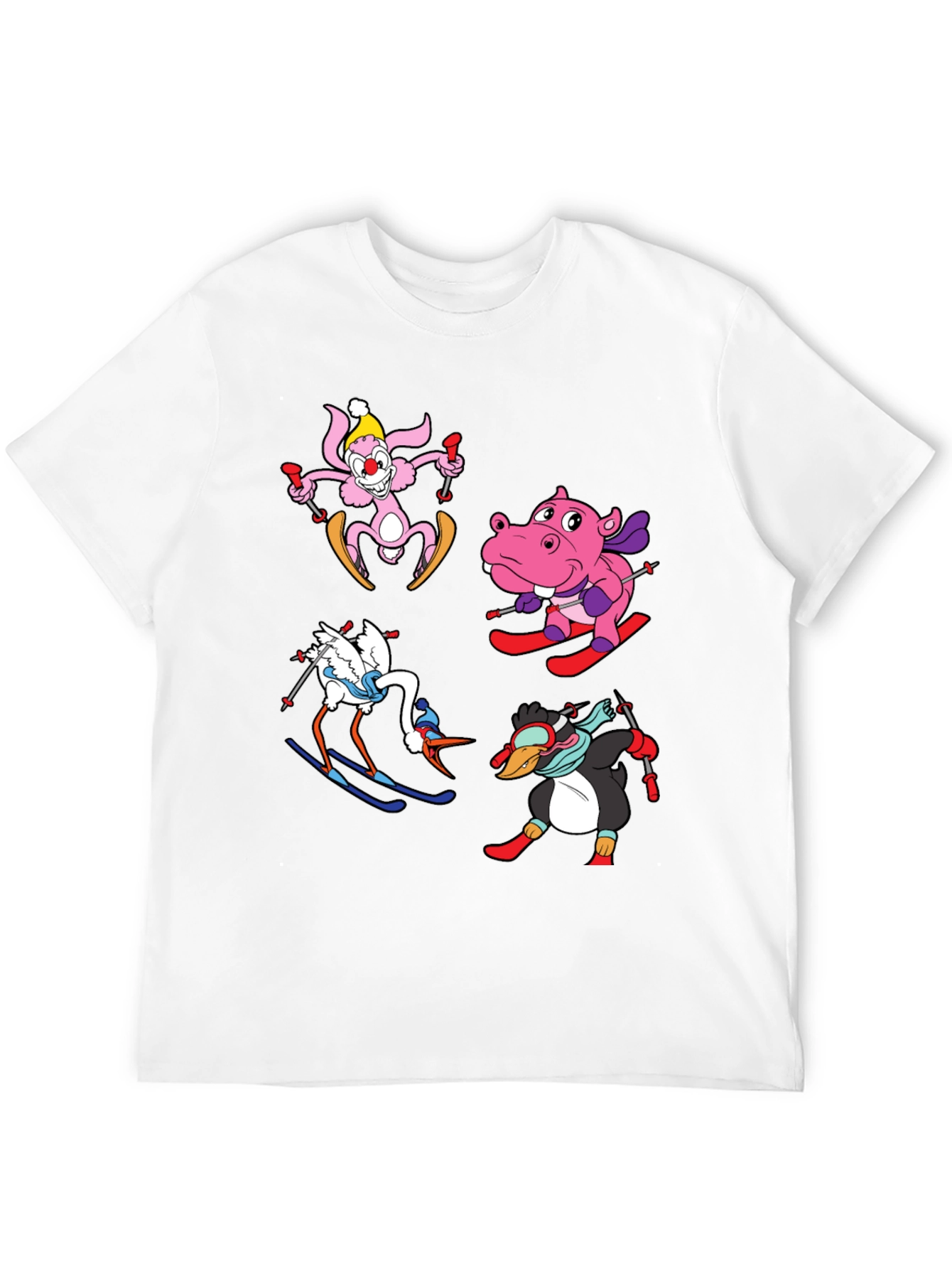 Skiing Animal Cartoon T-Shirt