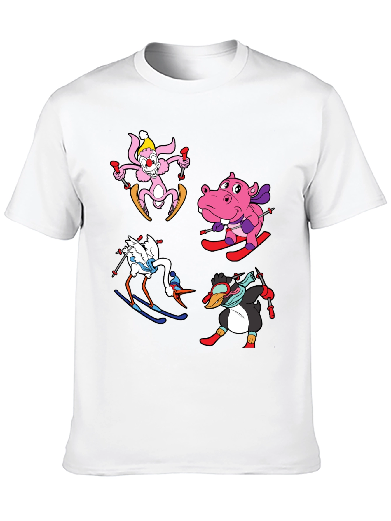 Skiing Animal Cartoon T-Shirt