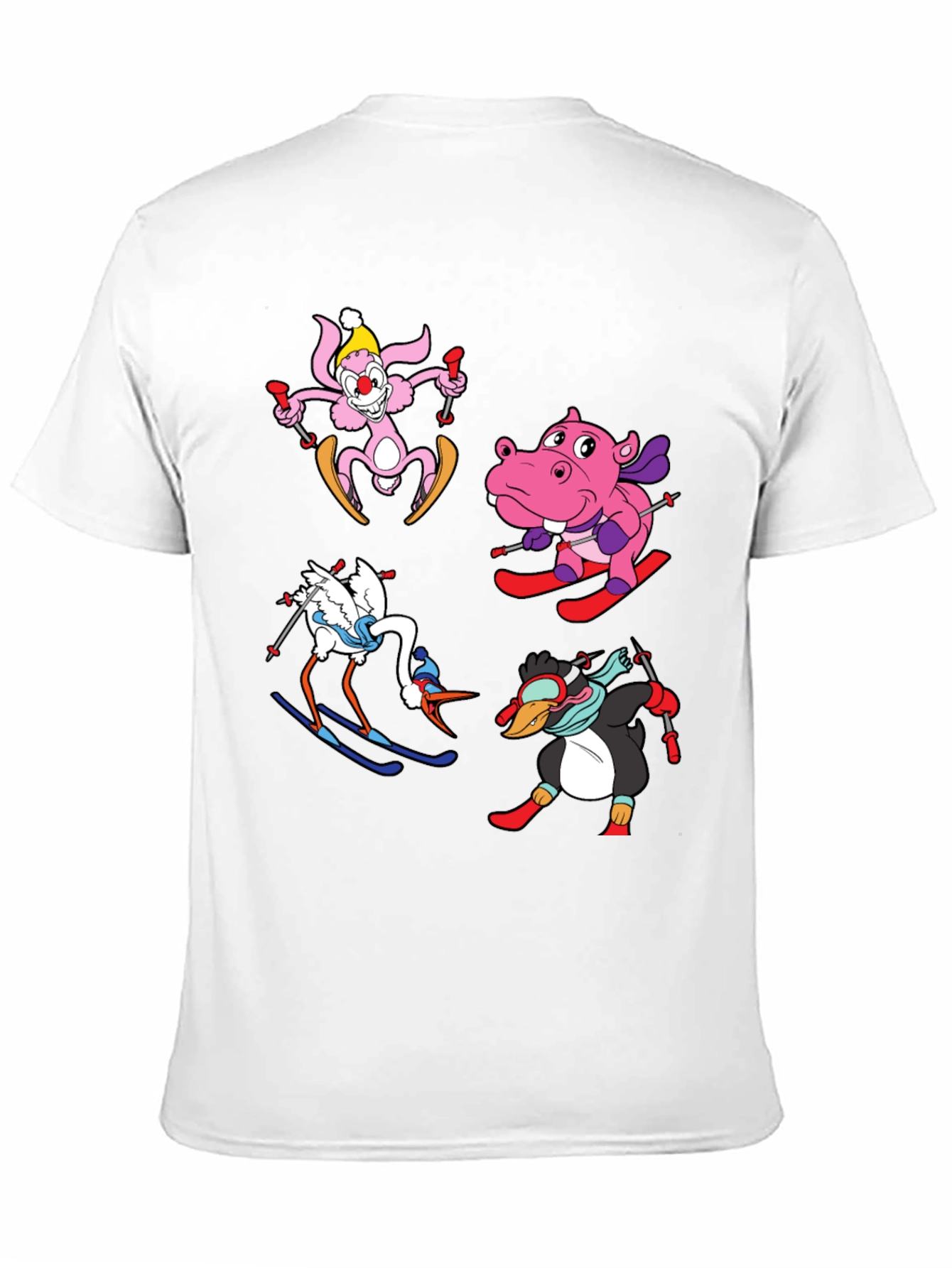Skiing Animal Cartoon T-Shirt