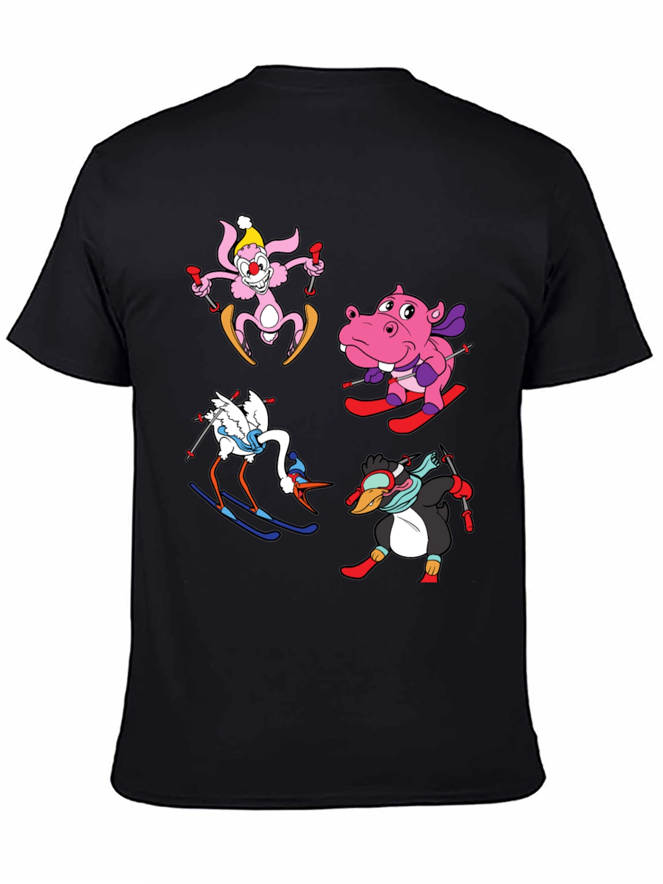 Skiing Animal Cartoon T-Shirt