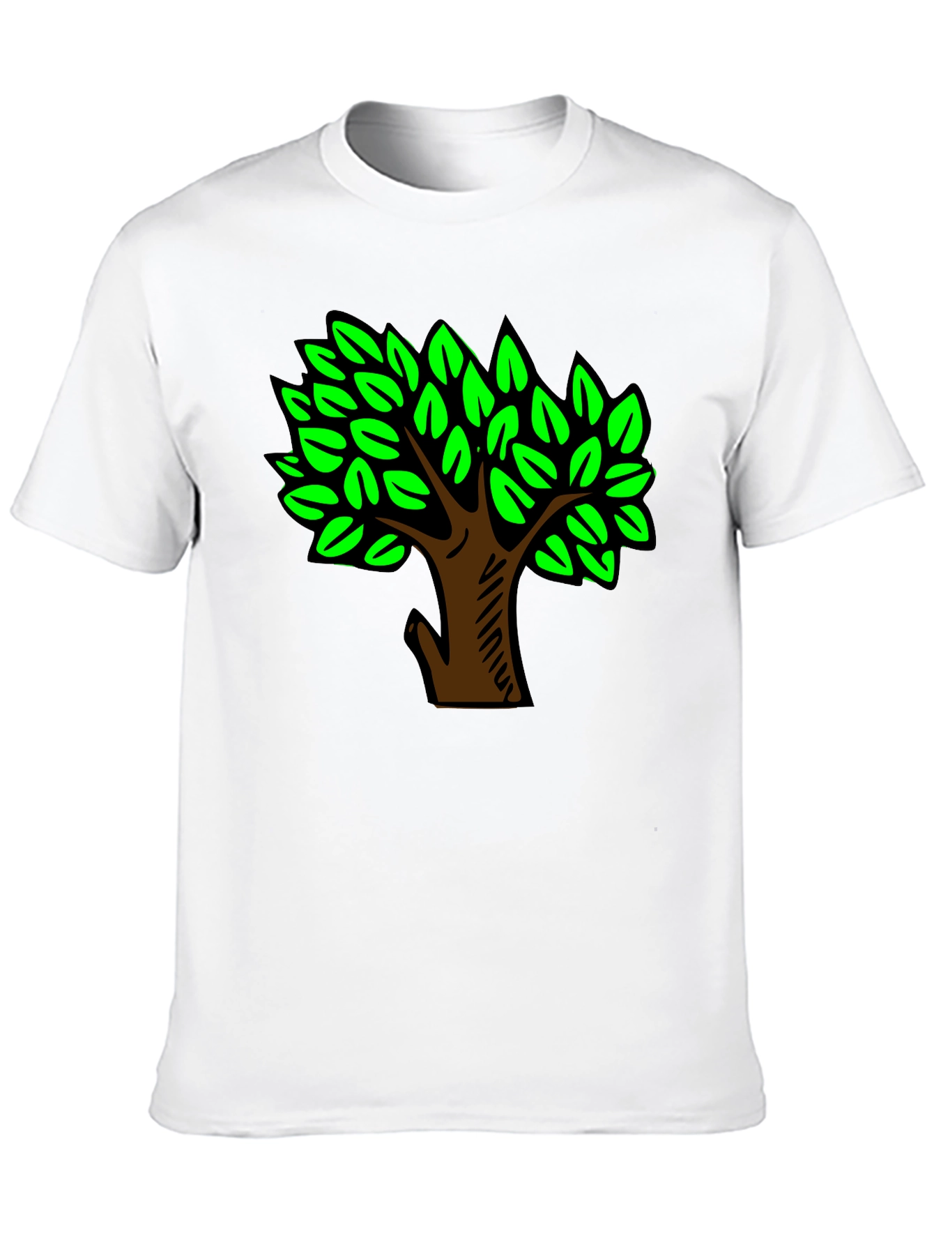 Black T-Shirt with Green Tree Design