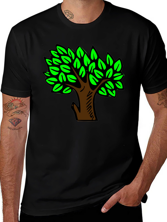 Black T-Shirt with Green Tree Design