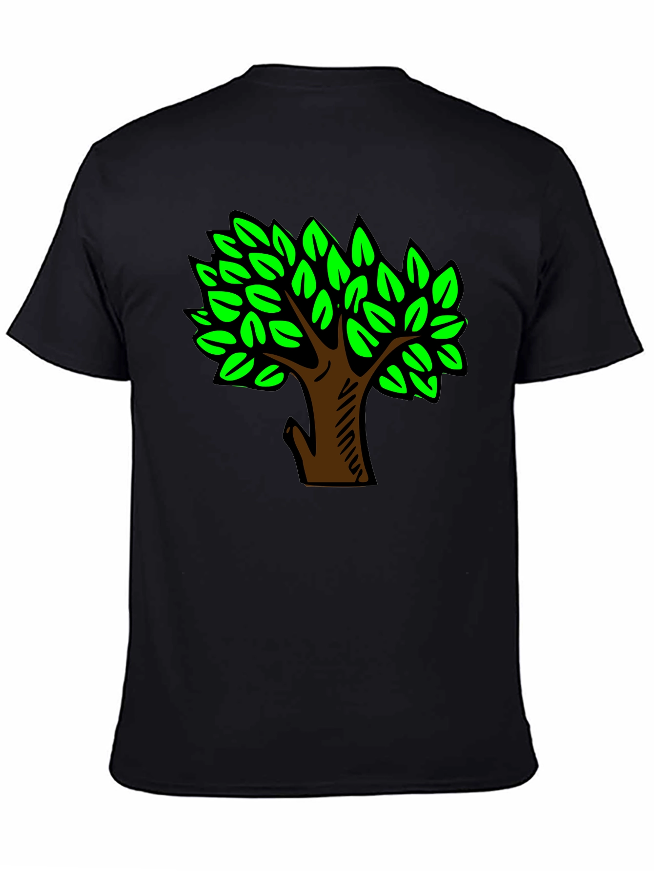 Black T-Shirt with Green Tree Design