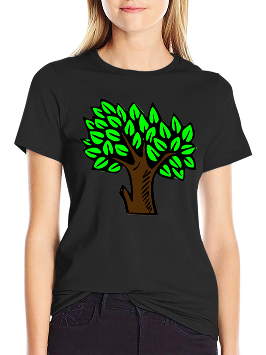 Black T-Shirt with Green Tree Design