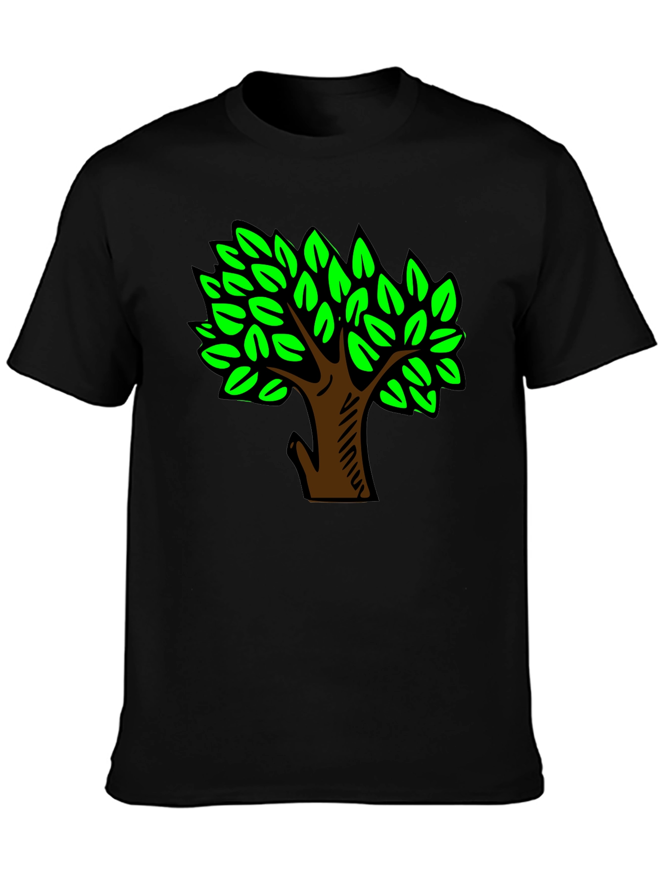 Black T-Shirt with Green Tree Design