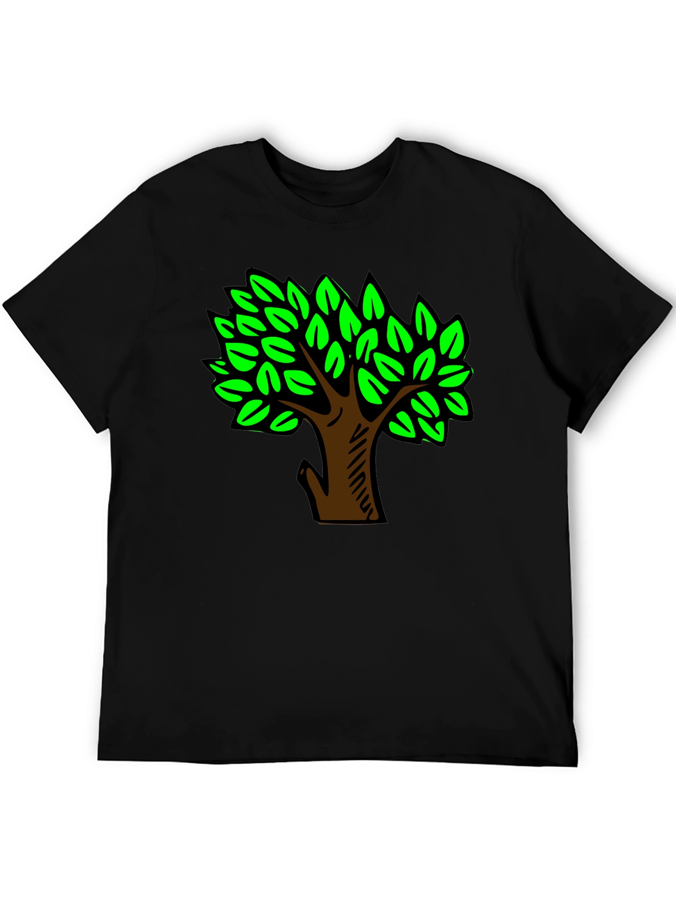 Black T-Shirt with Green Tree Design