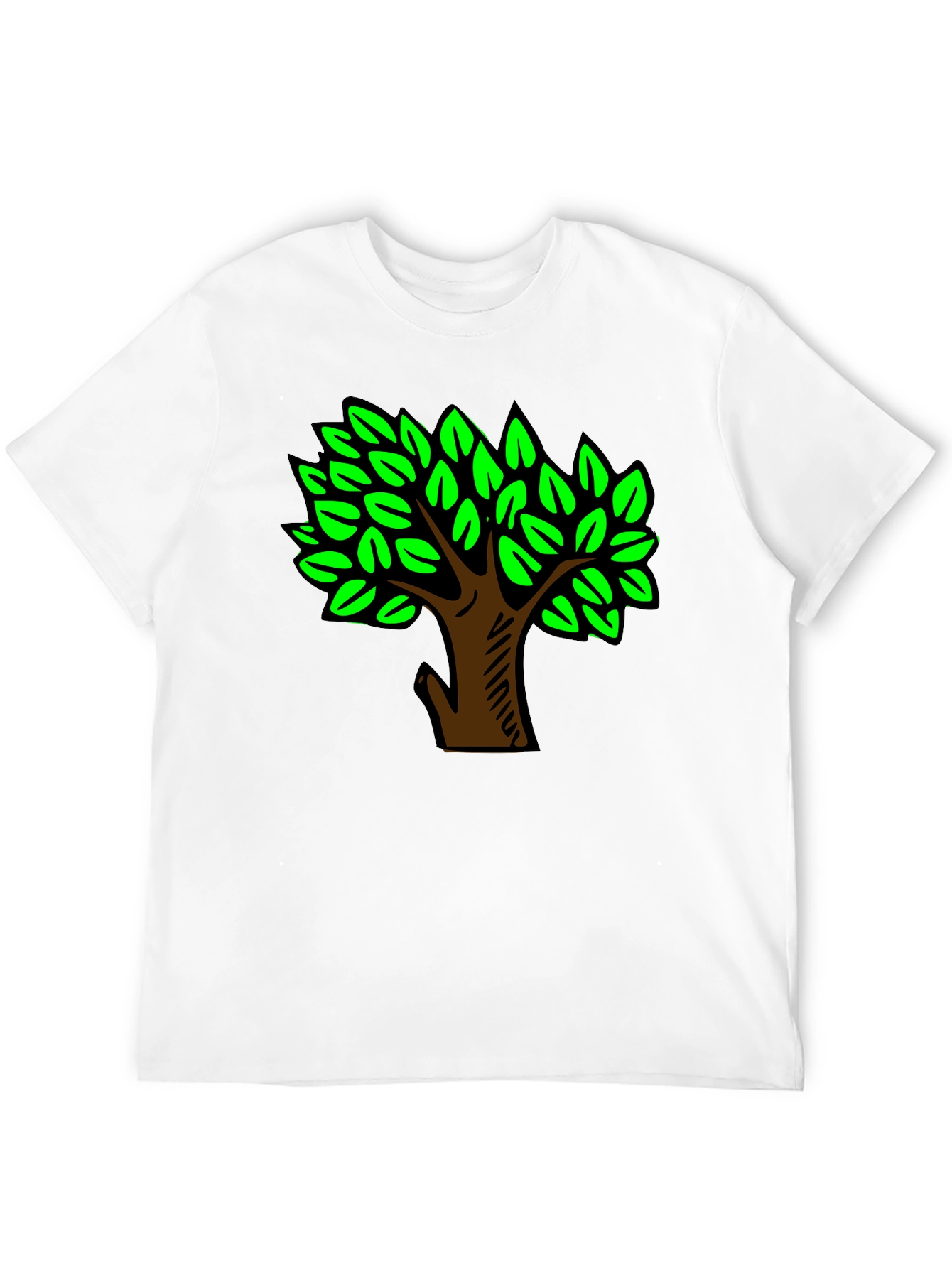 Black T-Shirt with Green Tree Design